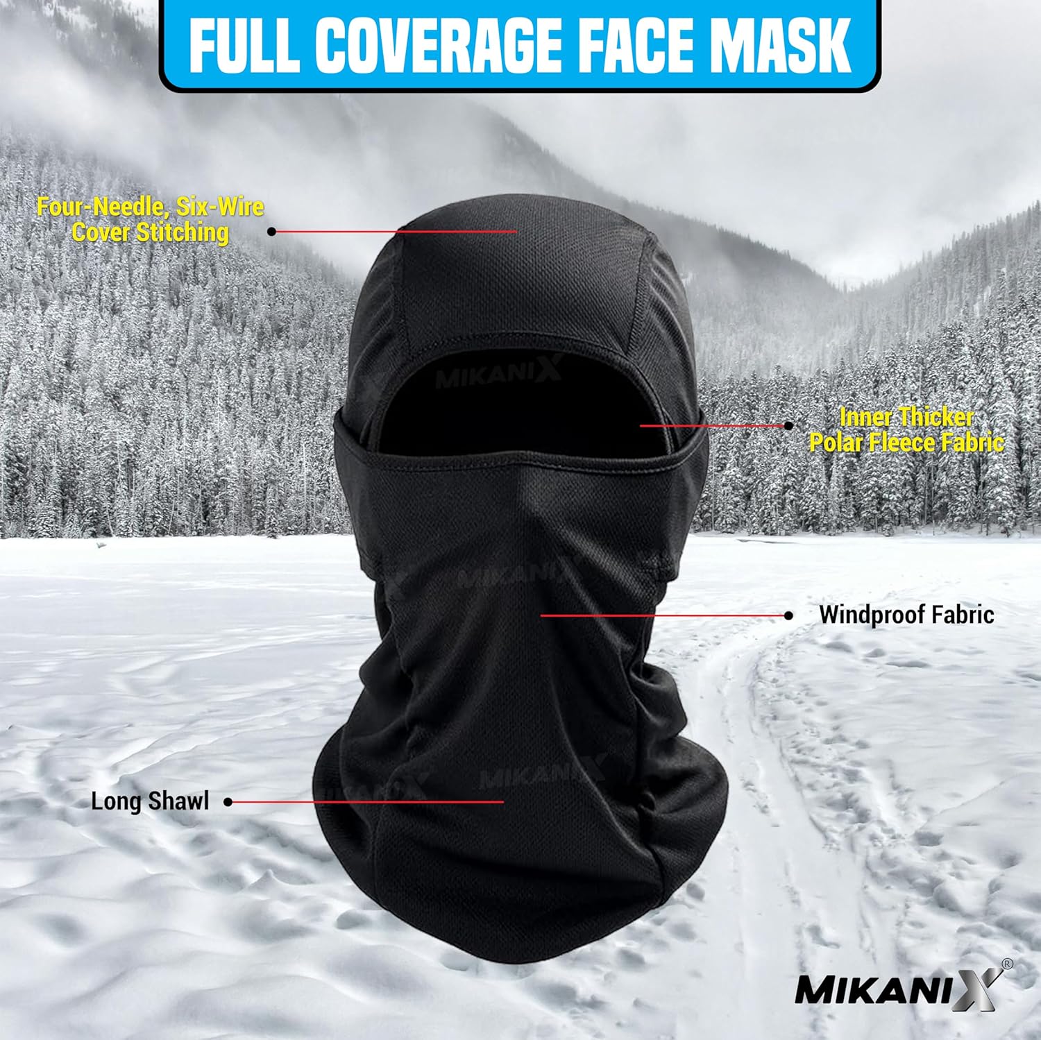 BRXR Full Face Motorcycle Balaclava with UV-Protective Goggles I Windproof, Dustproof, Breathable Mask for Biking, Riding, Skiing & Outdoor Adventures (Multi) Multicolour