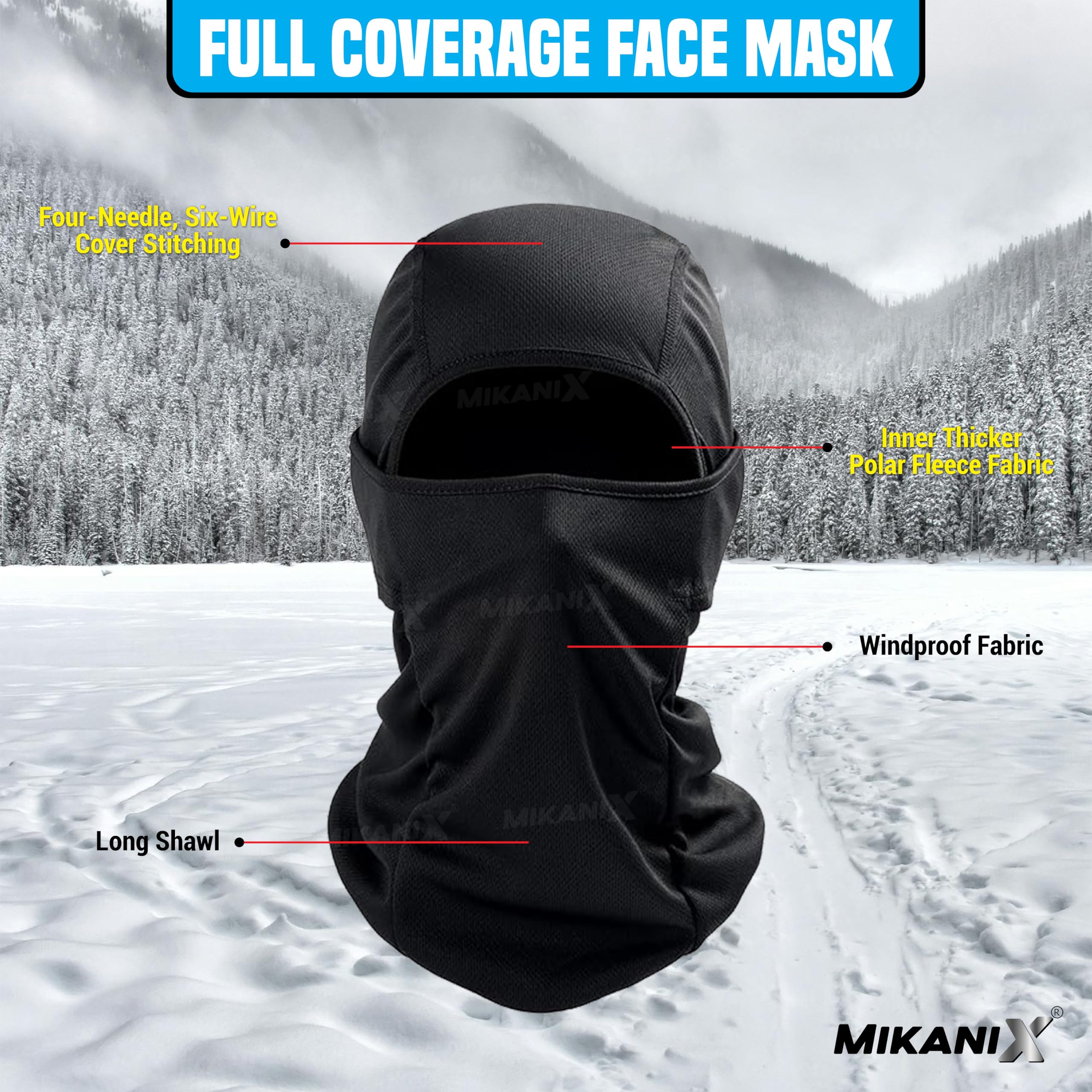 MIKANIX Universal Motorcycle Riding Combo Full Face Balaclava & Off-Road MX Goggles Set for Dirt Bike, ATV, Snowmobile | Windproof, UV Protection, Breathable Gear