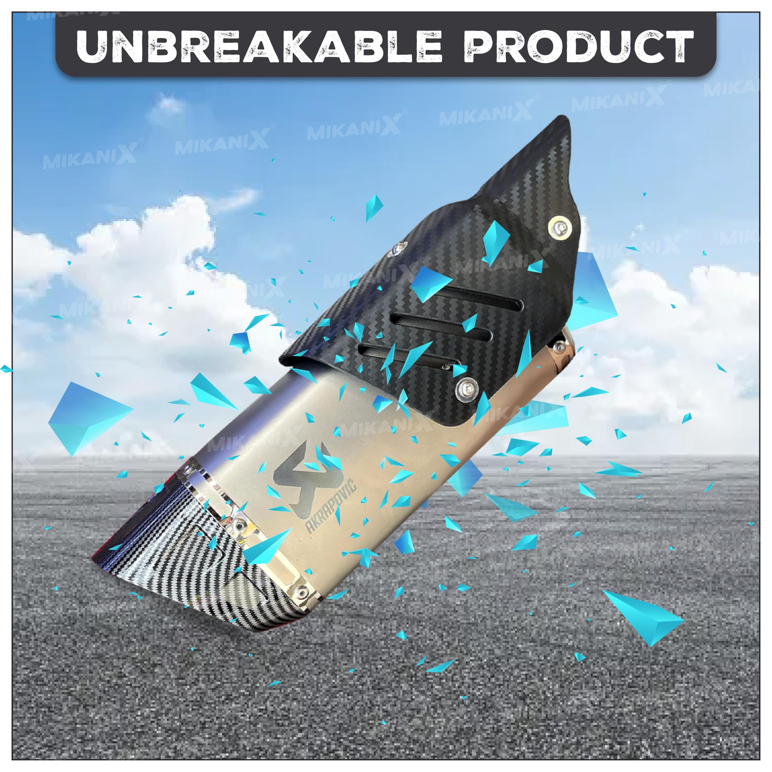 Mikanix Universal Akrapovic Racing Sports Silencer/Exhaust Muffler Pipe with Carbon Fiber Plate Slip-on Exhaust System for Motorcycle and Scooties
