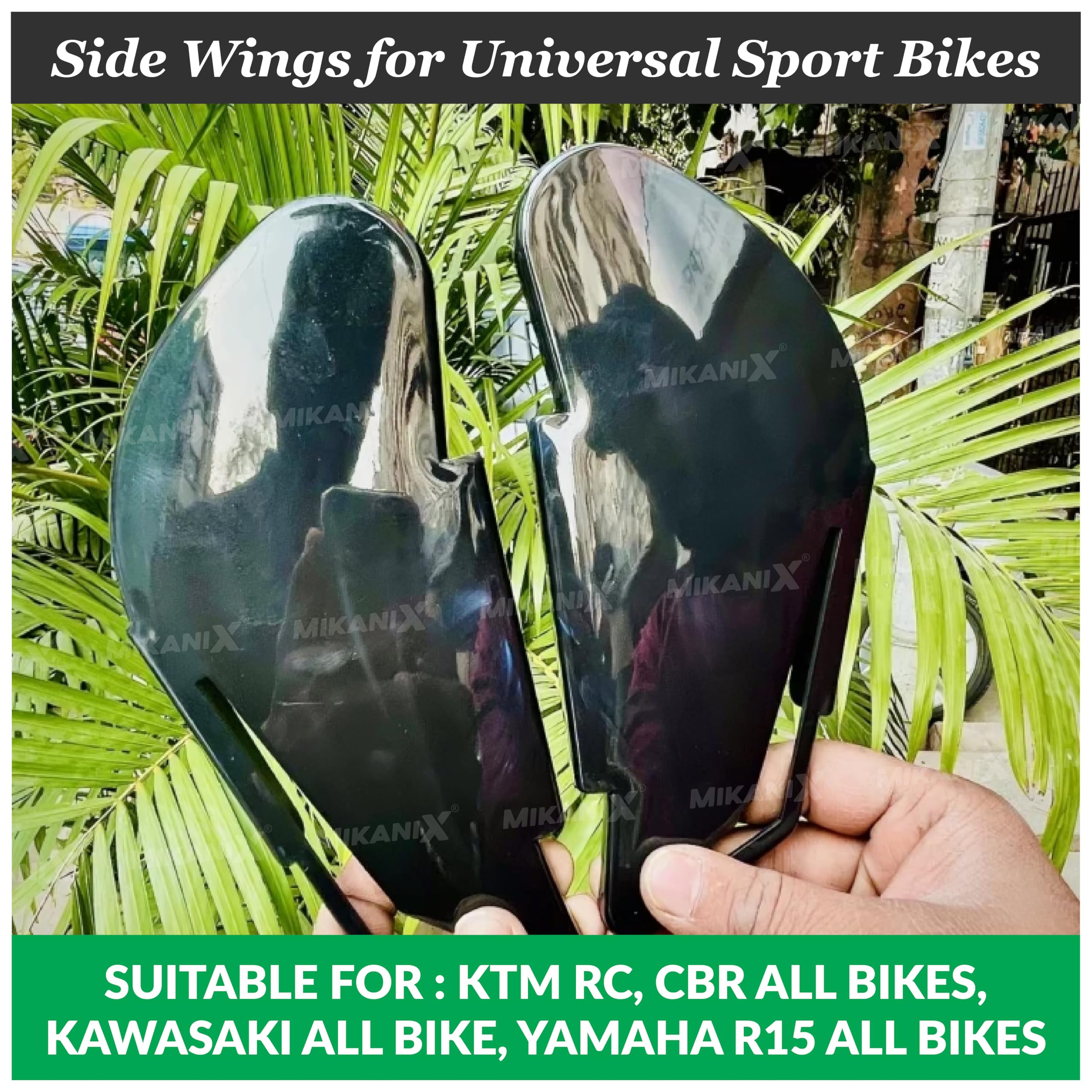 MIKANIX R15 V3 / V4, Ninja, CBR, RR310, KTM RC Bike Side Wings/Winglet Pro Canard Bike Fairing Kit (Pack of 2)