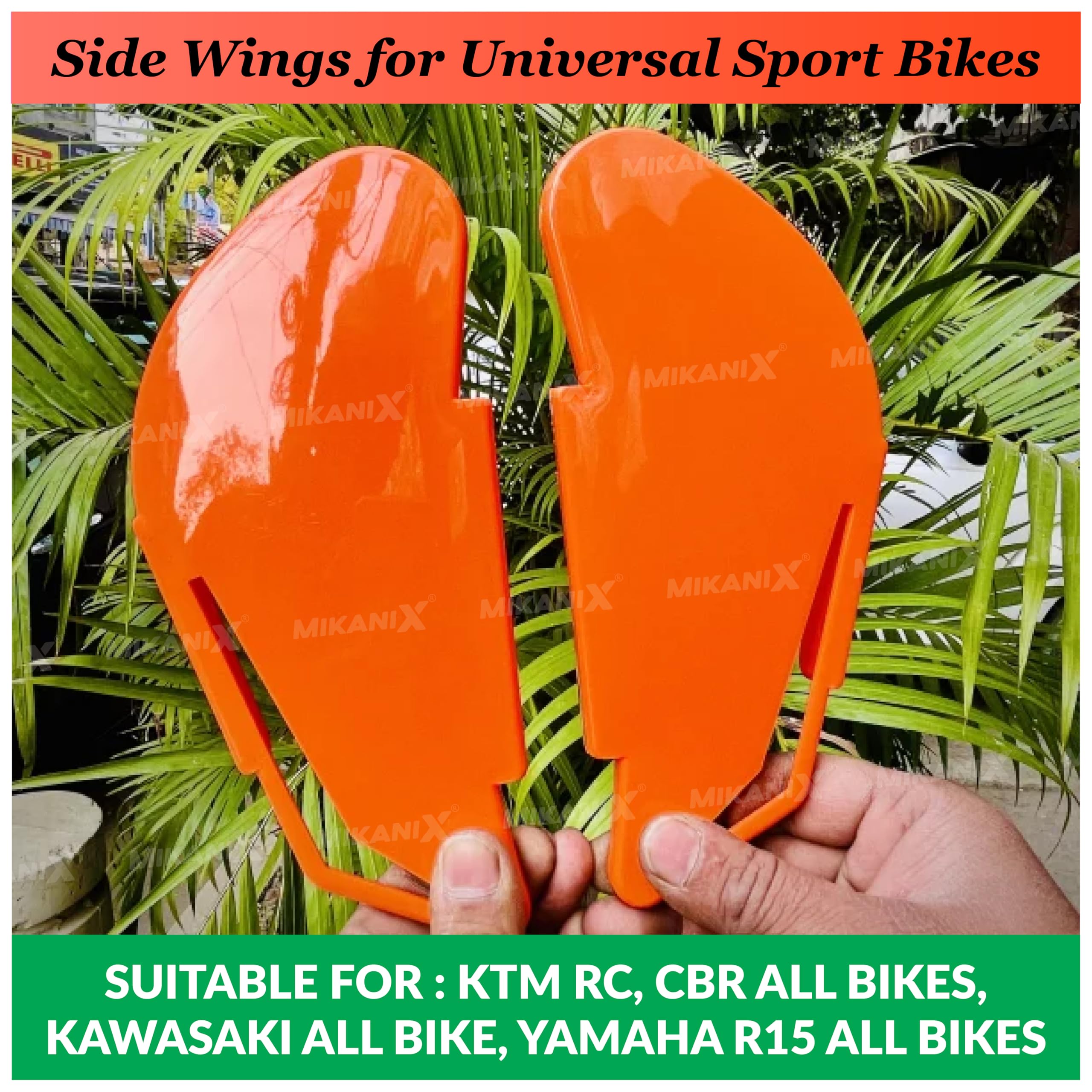 MIKANIX R15 V3 / V4, Ninja, CBR, RR310, KTM RC Bike Side Wings/Winglet Pro Canard Bike Fairing Kit (Pack of 2)