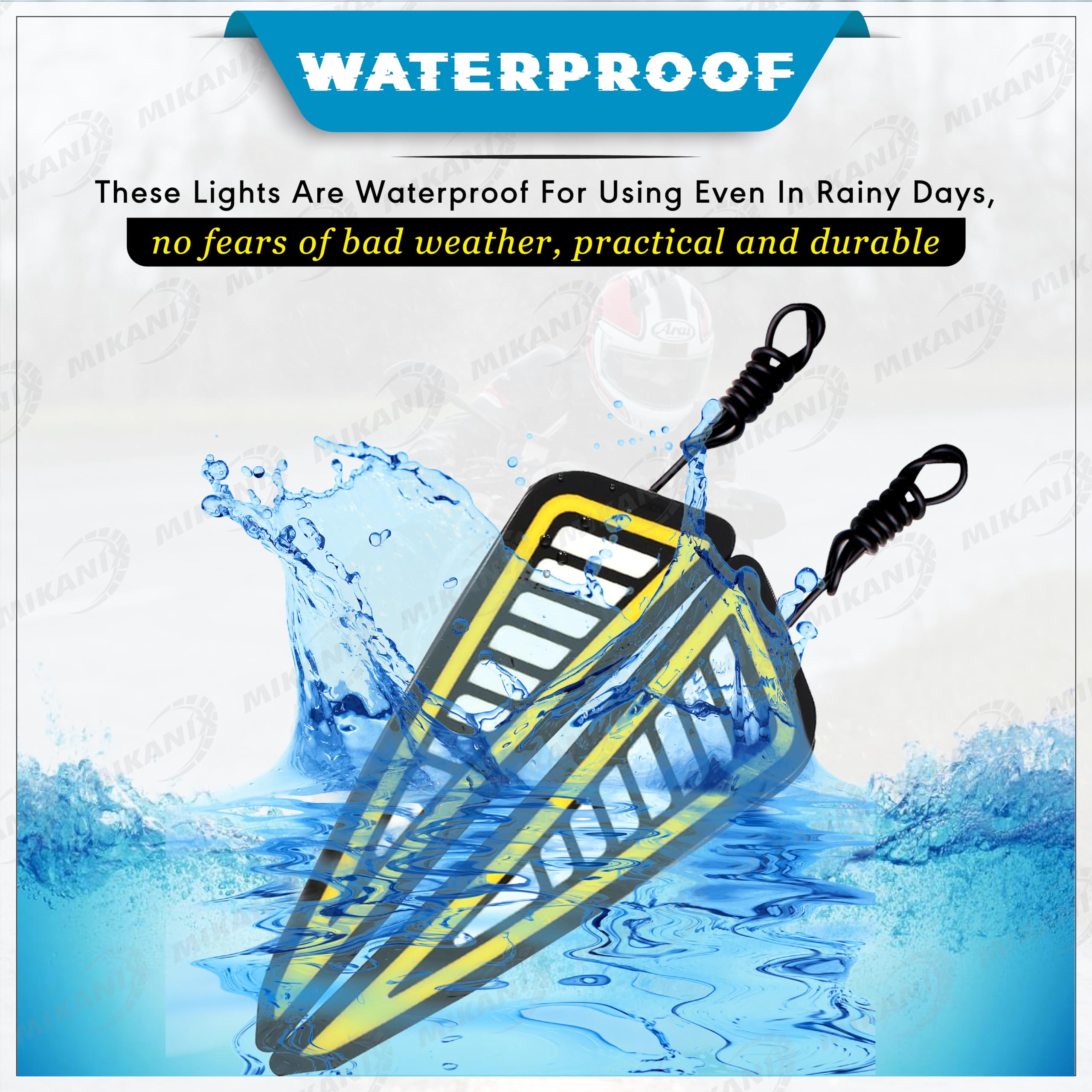 MIKANIX Waterproof Flexible Strip Rear Drl Light With Running Led Indicator For Bike