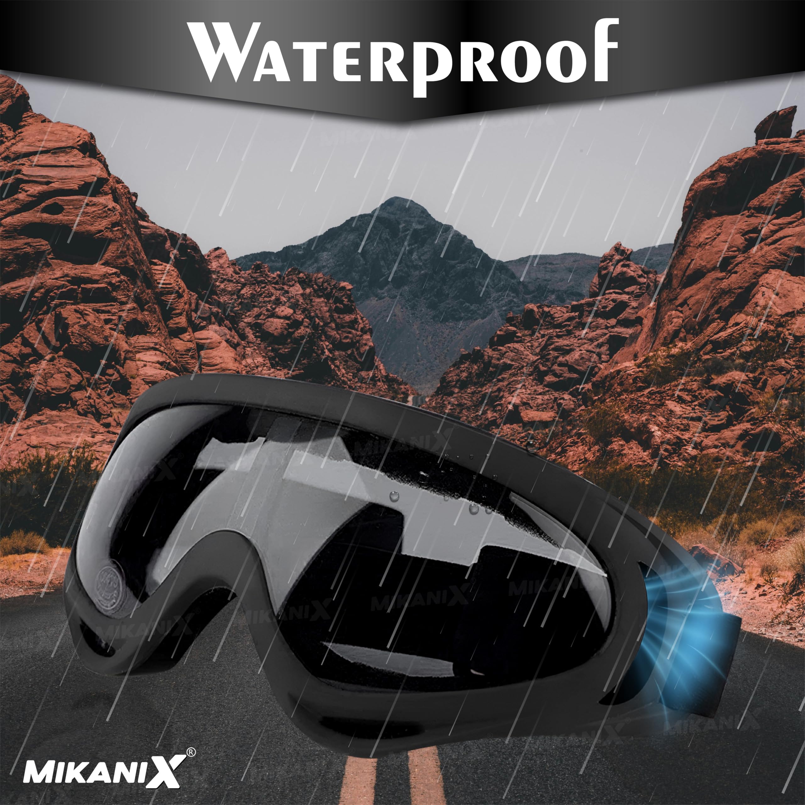 Mikanix Motorcycle Helmet Goggles | Anti-UV, Windproof Bike Riding Glasses | Dirt Bike, ATV, Cruiser, Outdoor Sports Eyewear for Men & Women