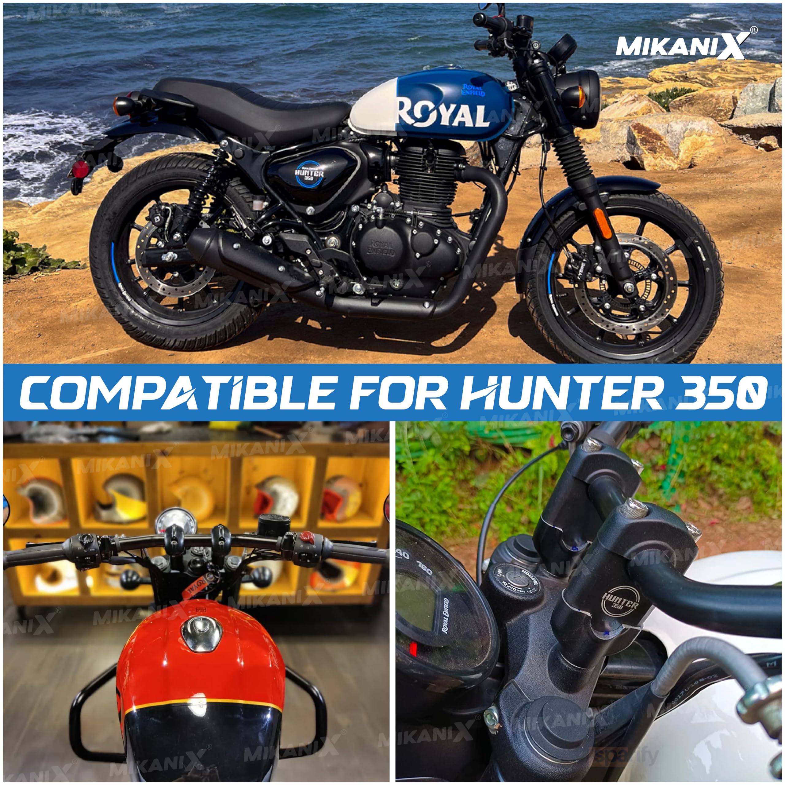 OBEROI'S TRADERS 1 YEAR WARRANTY Premium Handle Riser/Raiser Handlebar Height Riser Clamp Compatible For RE Hunter 350