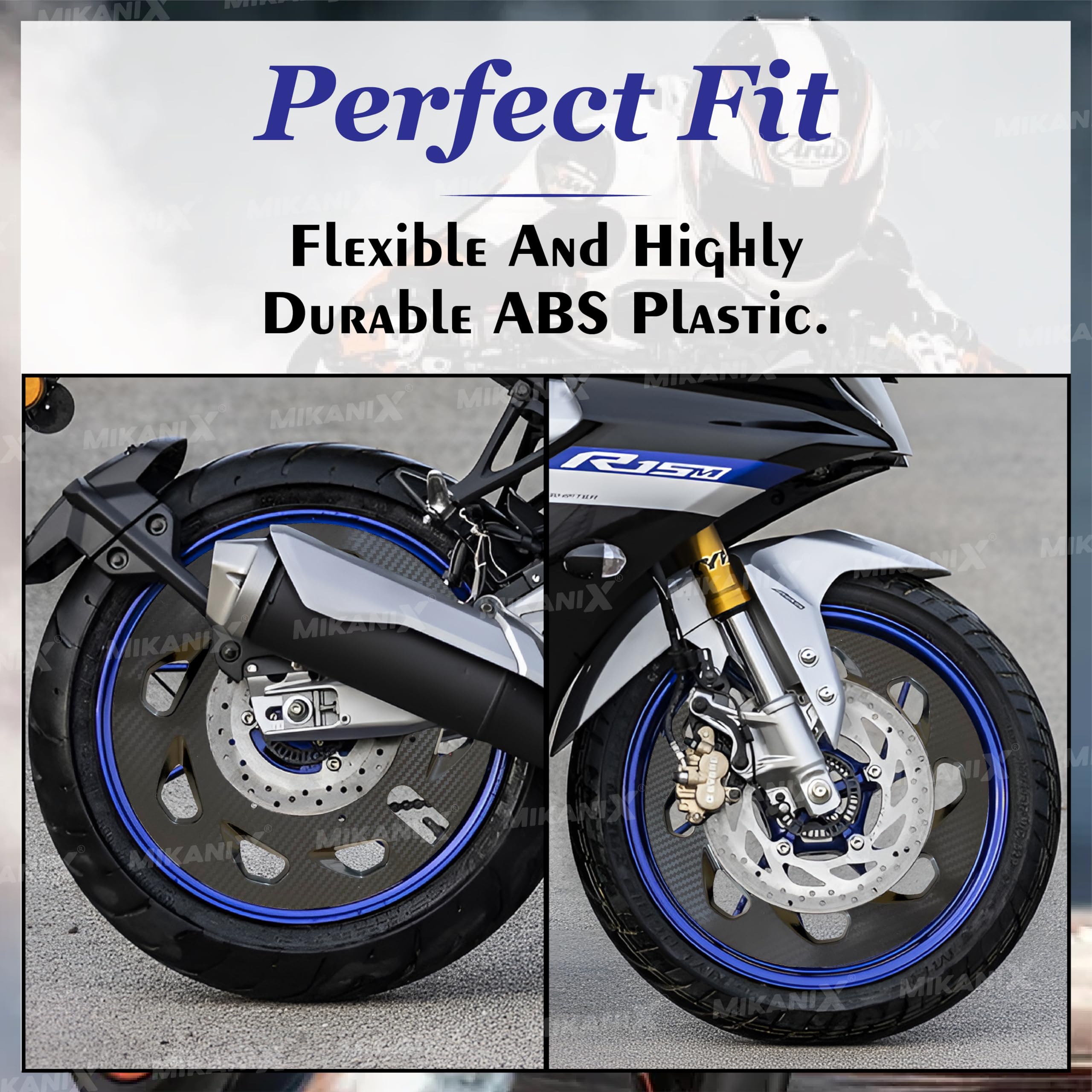 OBEROI'S TRADERS Carbon Finish Front/Rear Pro Disc Wheel Cover | Alloy Hubcap Cover 17 Inch Bike Fairing Kit Compatible with Yamaha R15 V2 / V3 / V4 & M