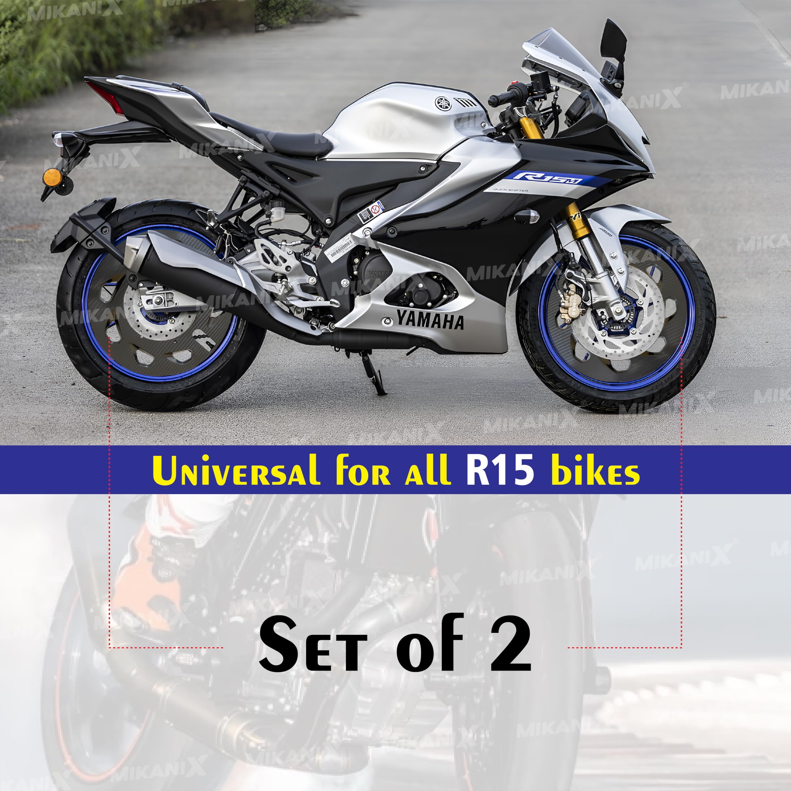 OBEROI'S TRADERS Carbon Finish Front/Rear Pro Disc Wheel Cover | Alloy Hubcap Cover 17 Inch Bike Fairing Kit Compatible with Yamaha R15 V2 / V3 / V4 & M