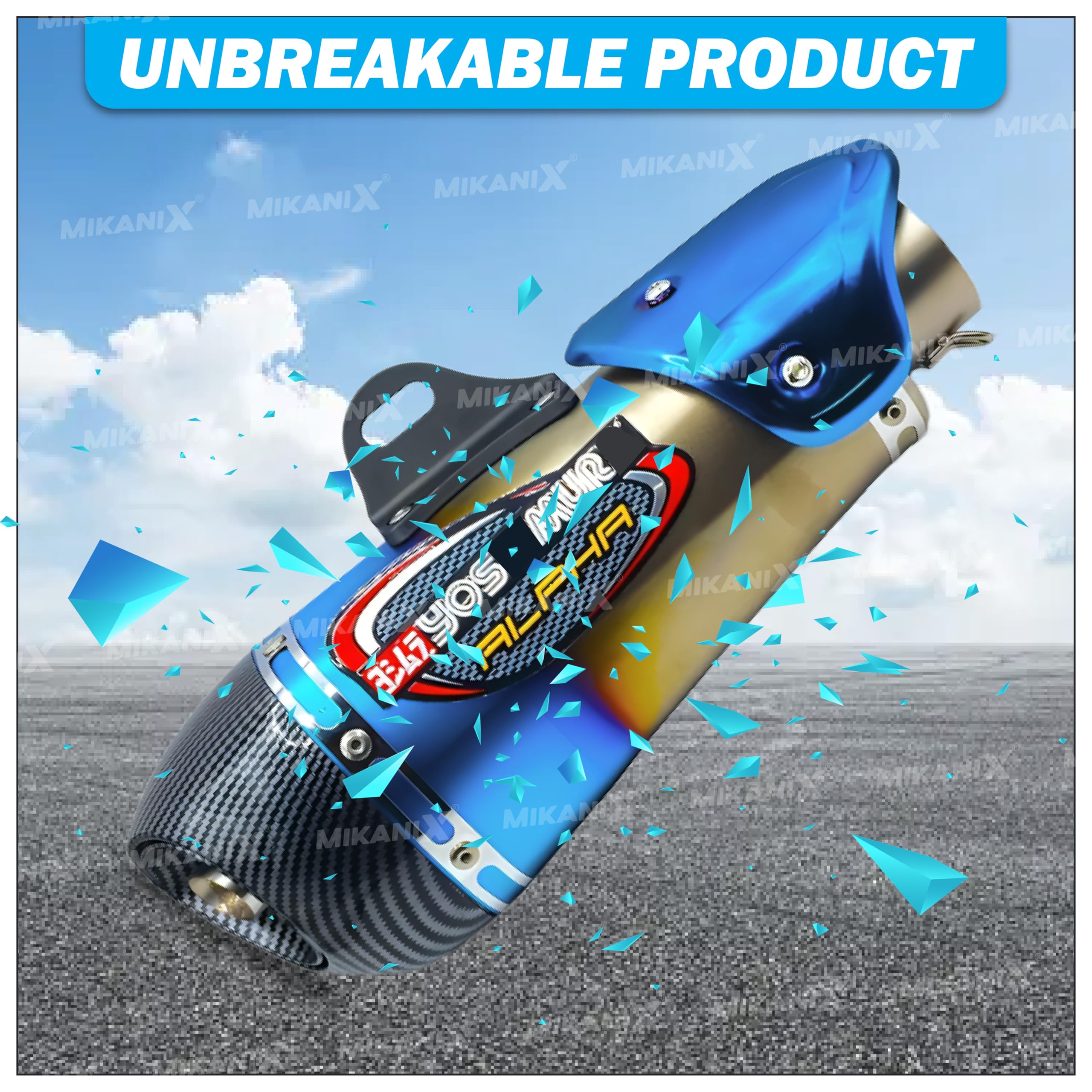 Universal Alpha Racing Sports Silencer/Exhaust Muffler Pipe, Slip-on Exhaust System for Bike/Motorcycle