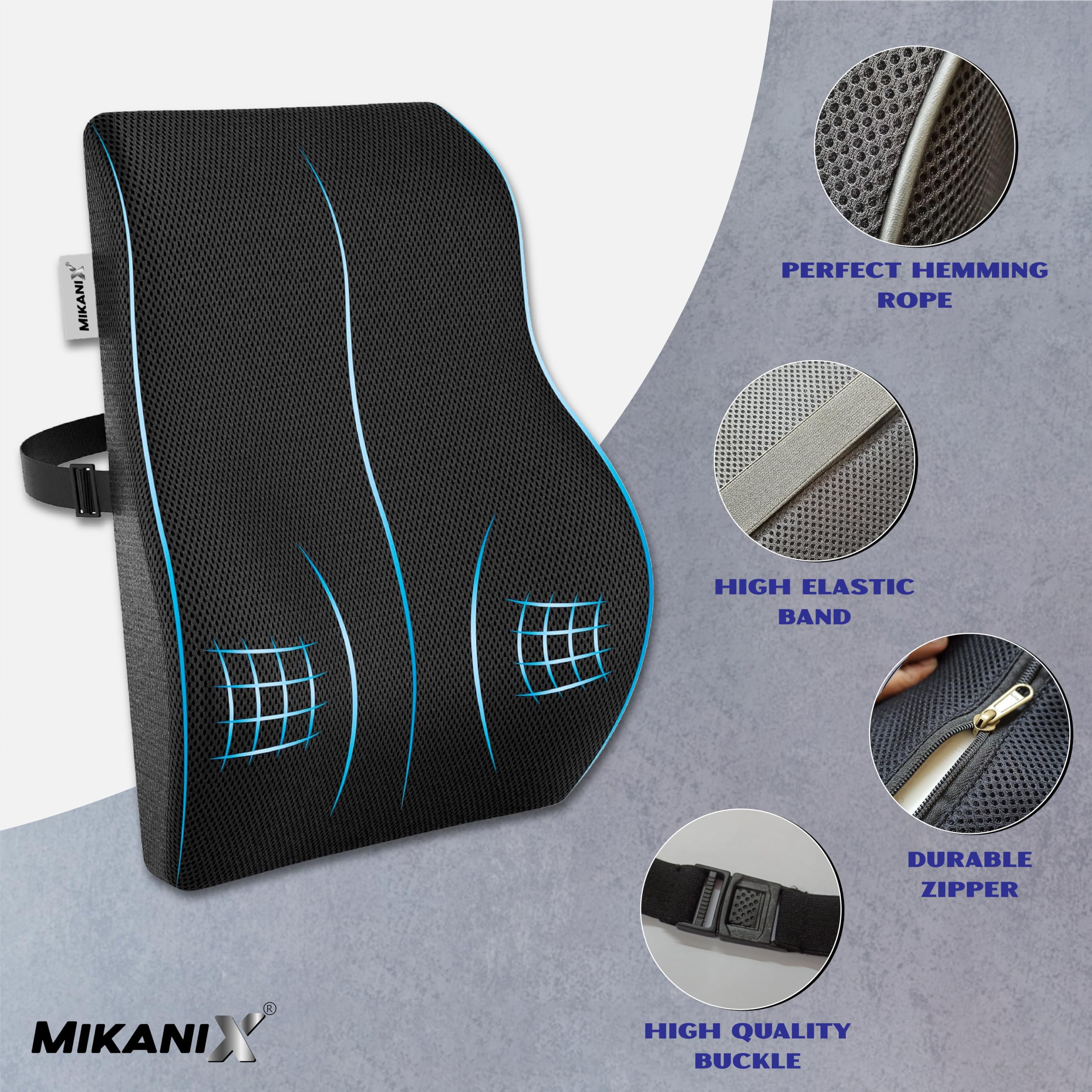 OBEROI'S TRADERS Car Backrest Memory Foam Cushion | Back Lumbar Support | Orthopedic Back Support for Car Seat & Office Chair to Relief Back Pain, Spine Alignment and Posture Correction