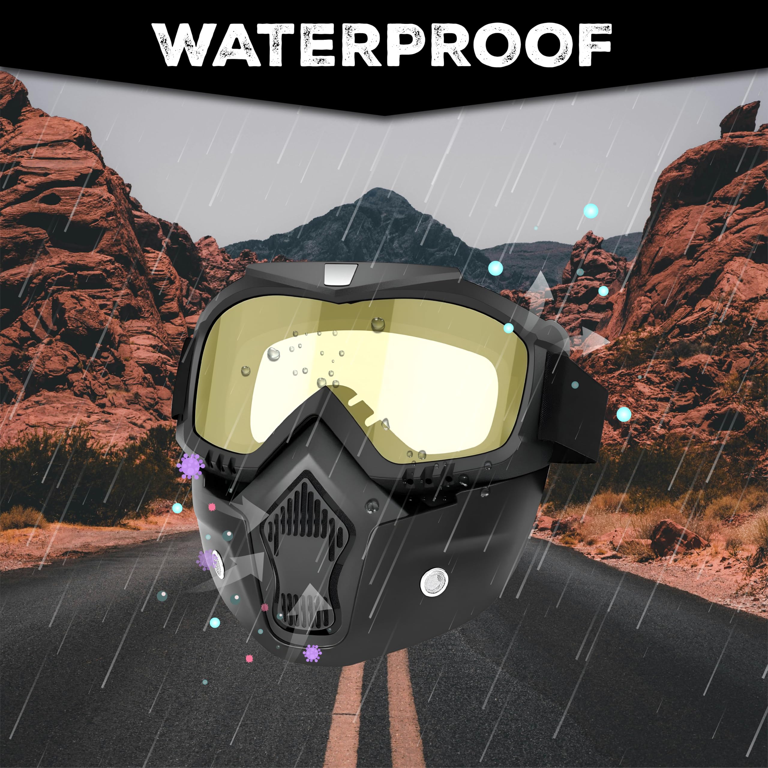 MIKANIX Bike Riding Goggle Mask Anti Scratch UV Protective Face & Eyewear Windproof Dirt Shield With Detachable Mouth Filter For Cycling, Bike Off Road Racing