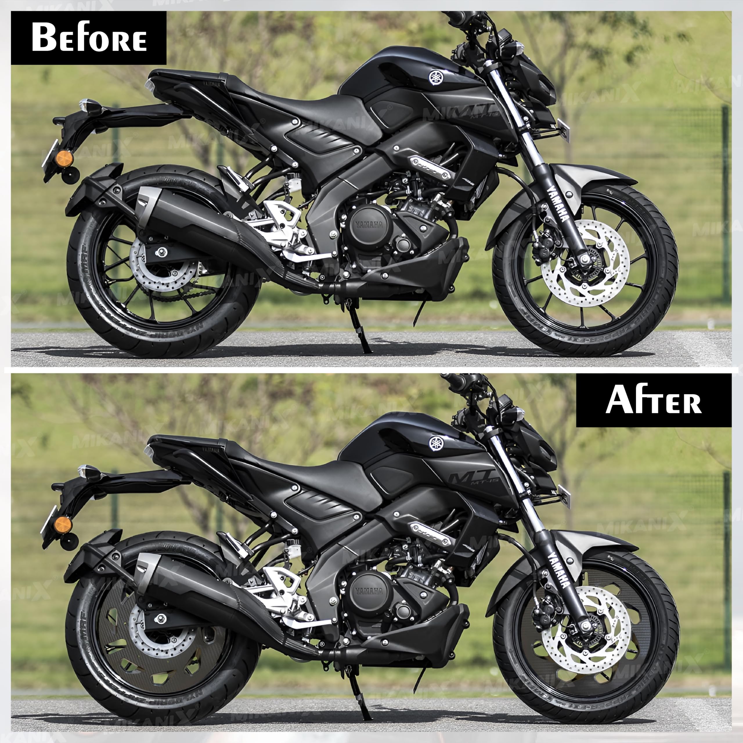 OBEROI'S TRADERS Carbon Finish Front/Rear Pro Disc Wheel Cover | Alloy Hubcap Cover 17 Inch Bike Fairing Kit Compatible with Yamaha MT 15 V2