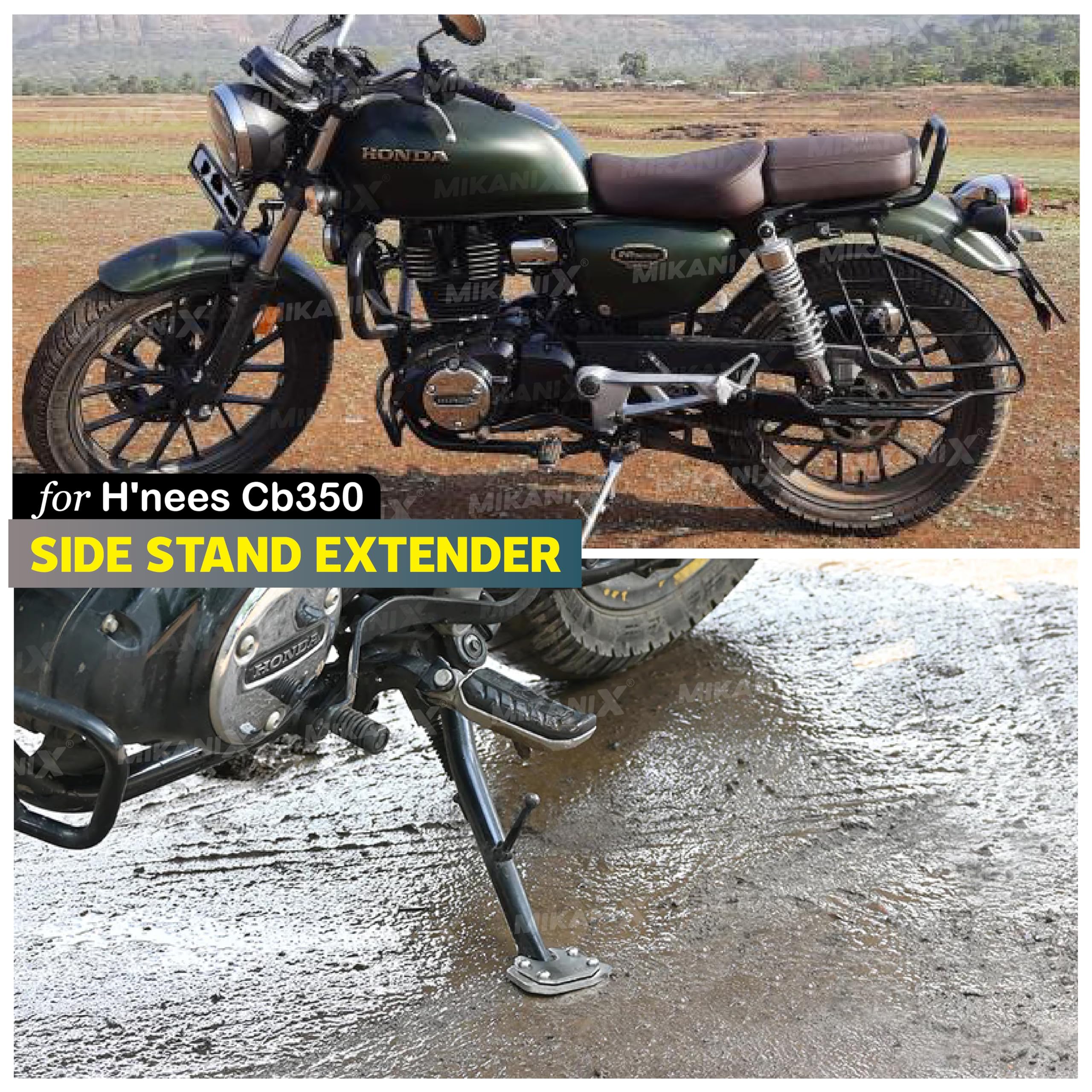 OBEROI'S TRADERS Stainless Steel Side Stand Extender Compatible with Honda H'nees CB350 (Black)