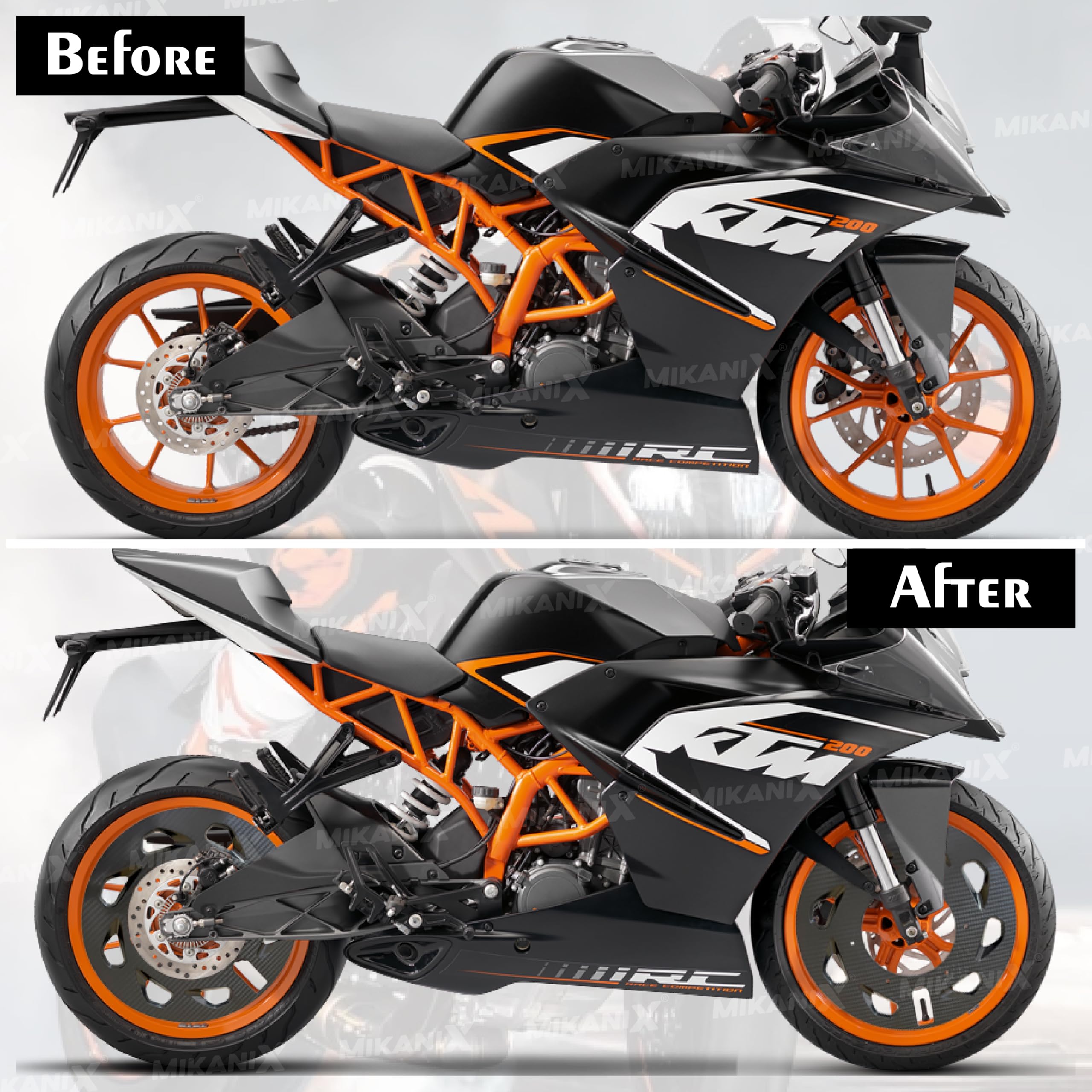 OBEROI'S TRADERS Carbon Finish Front/Rear Pro Disc Wheel Cover | Alloy Hubcap Cover 17 Inch Bike Fairing Kit Compatible with KTM RC 125/200 / 250/390 / 1190