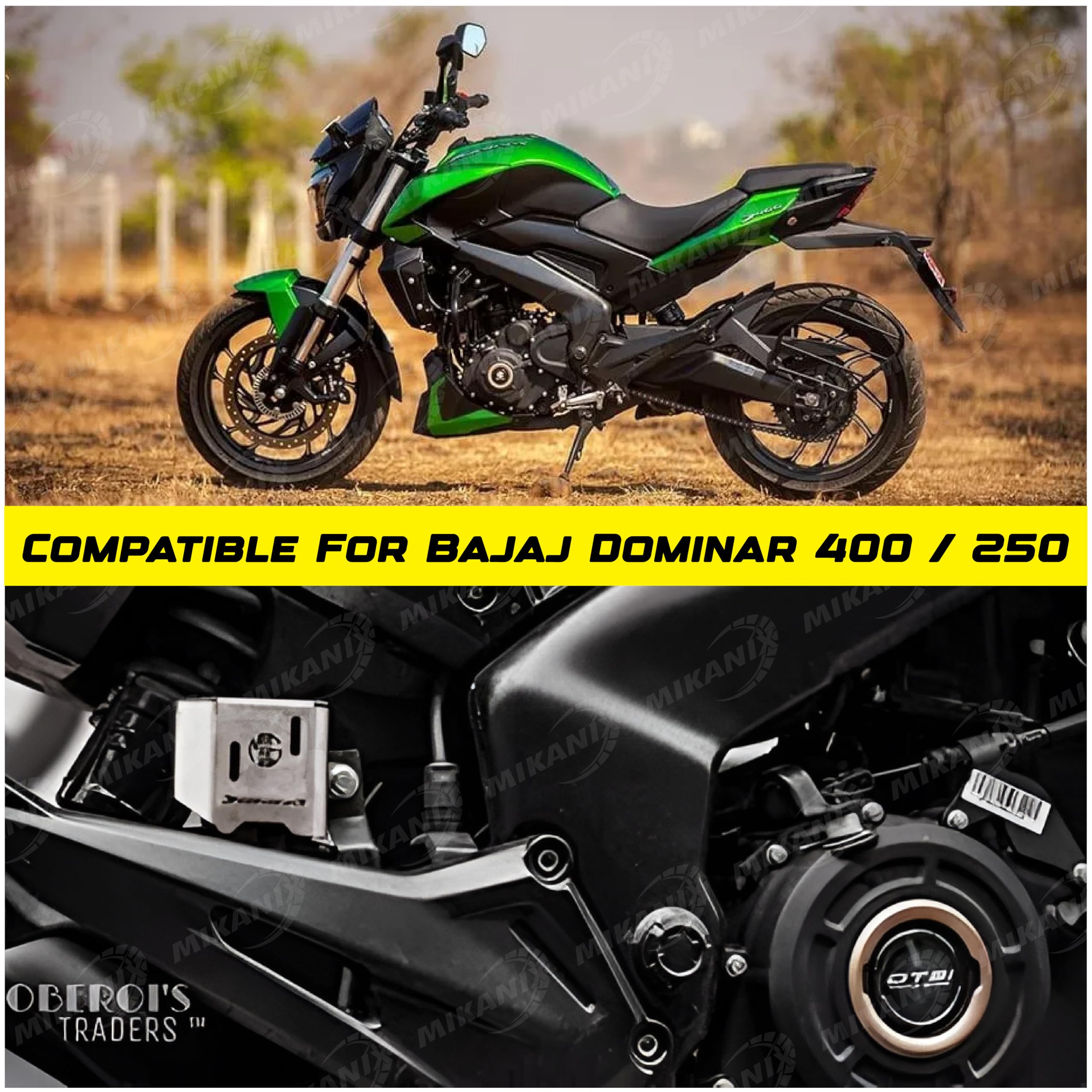 OBEROI'S TRADERS Stainless Steel Rear Brake Oil Container Guard Protector Cover Compatible with Bajaj Dominar 250/400