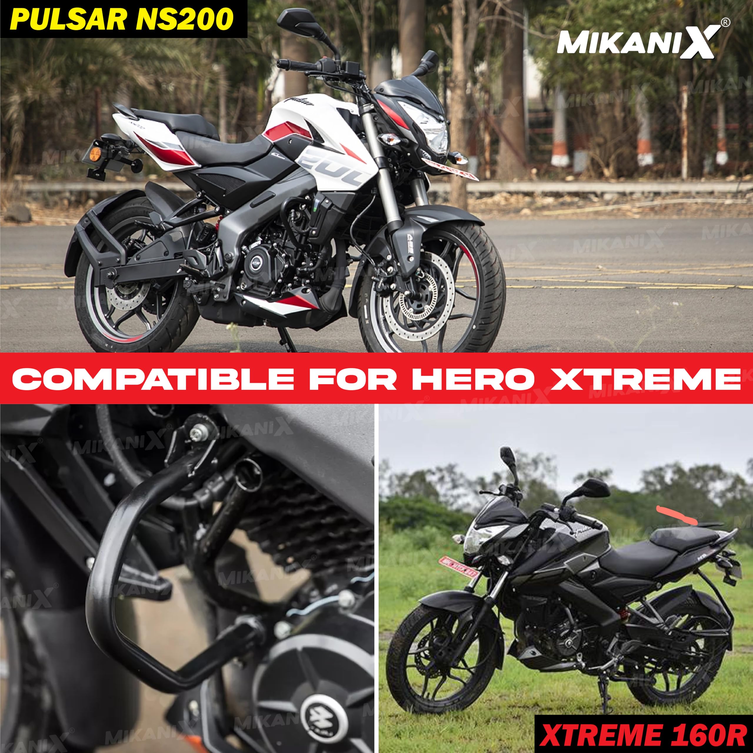 MIKANIX Pulsar NS 160/200 Heavy Duty Bike Leg Guard Bike Crash Guard