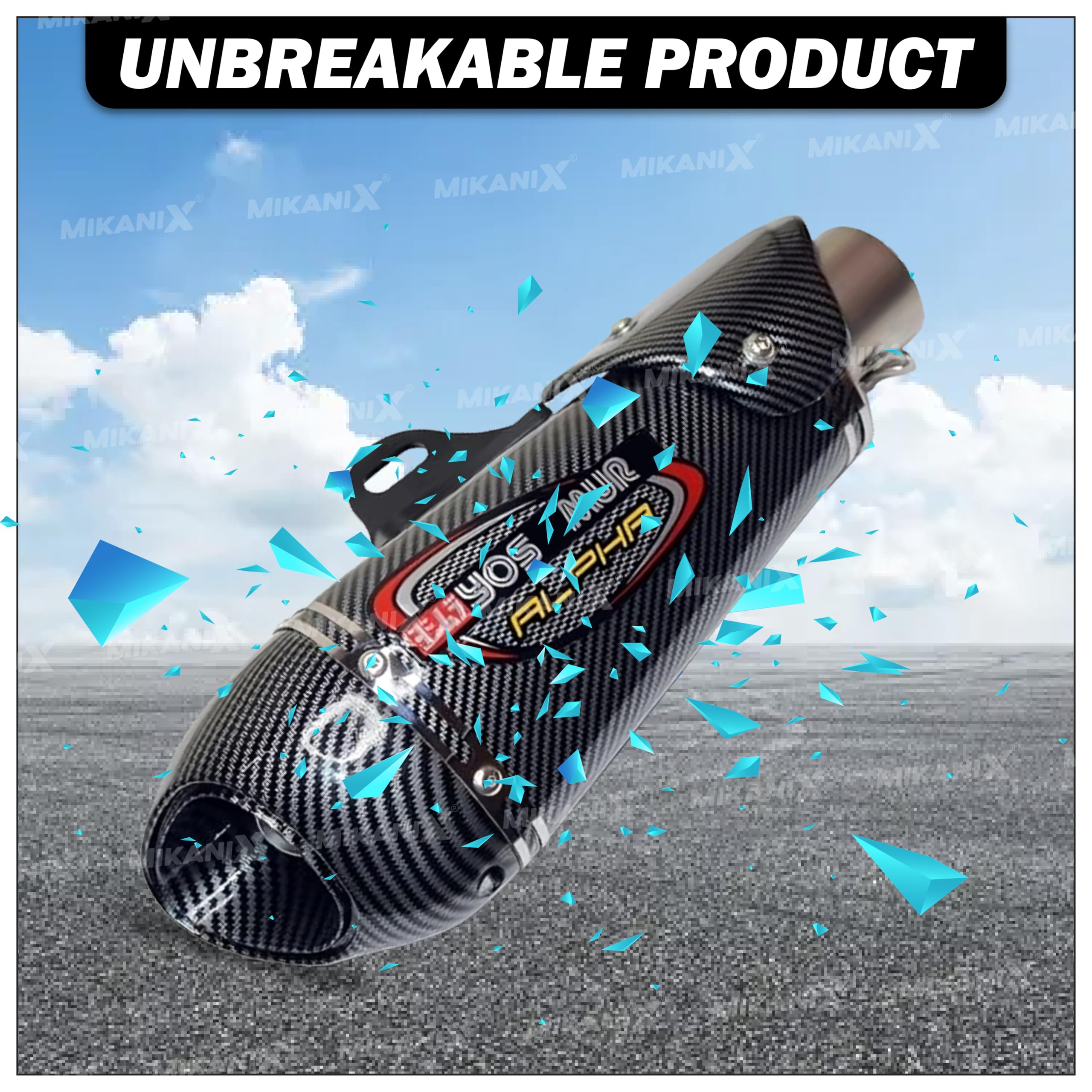 Universal Alpha Racing Sports Silencer/Exhaust Muffler Pipe, Slip-on Exhaust System for Bike/Motorcycle