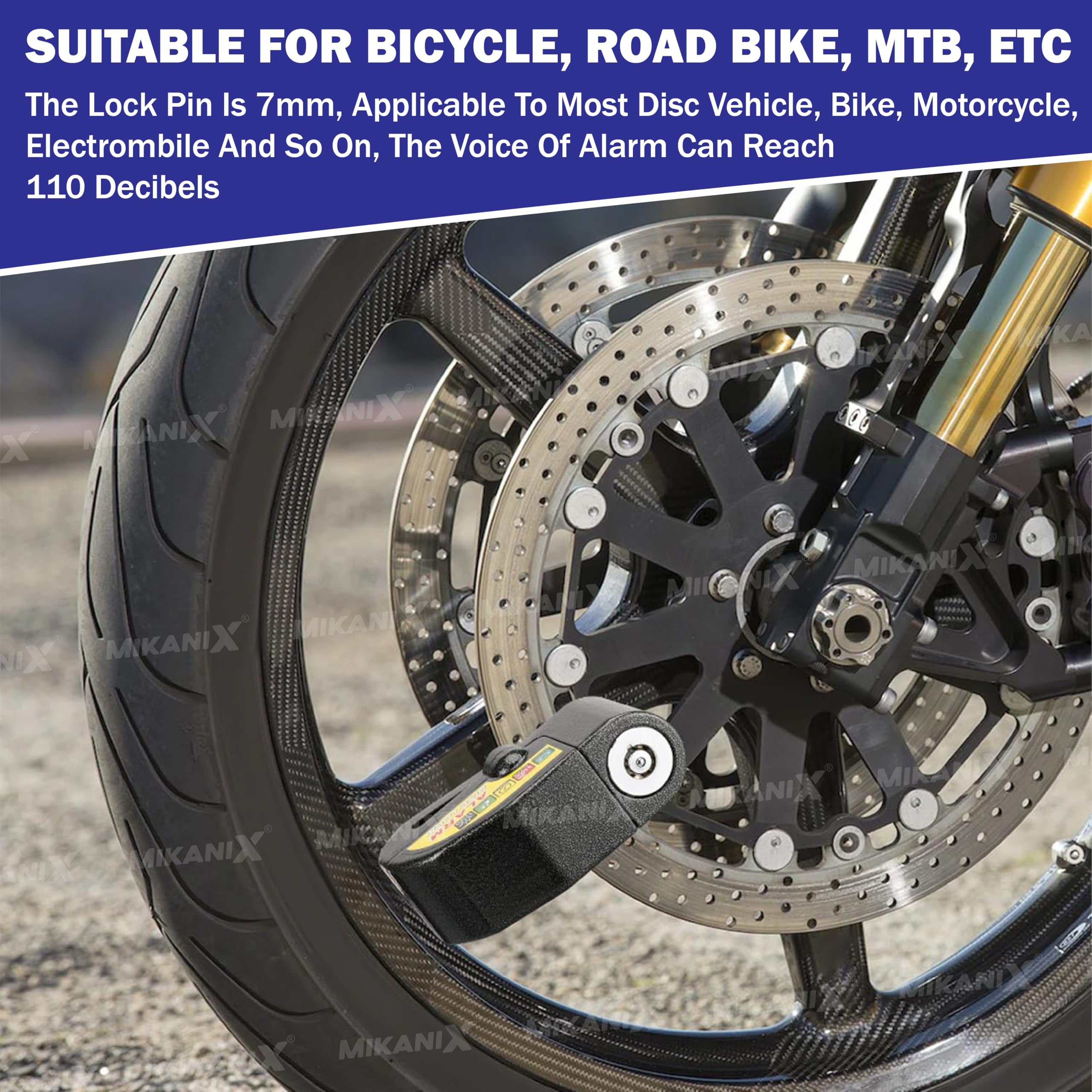 OBEROI'S TRADERS Motorcycle Disc Lock Waterproof 110dB Alarm Sound Heavy Duty Anti-Theft Alarm Wheel Disc Brake Security Lock