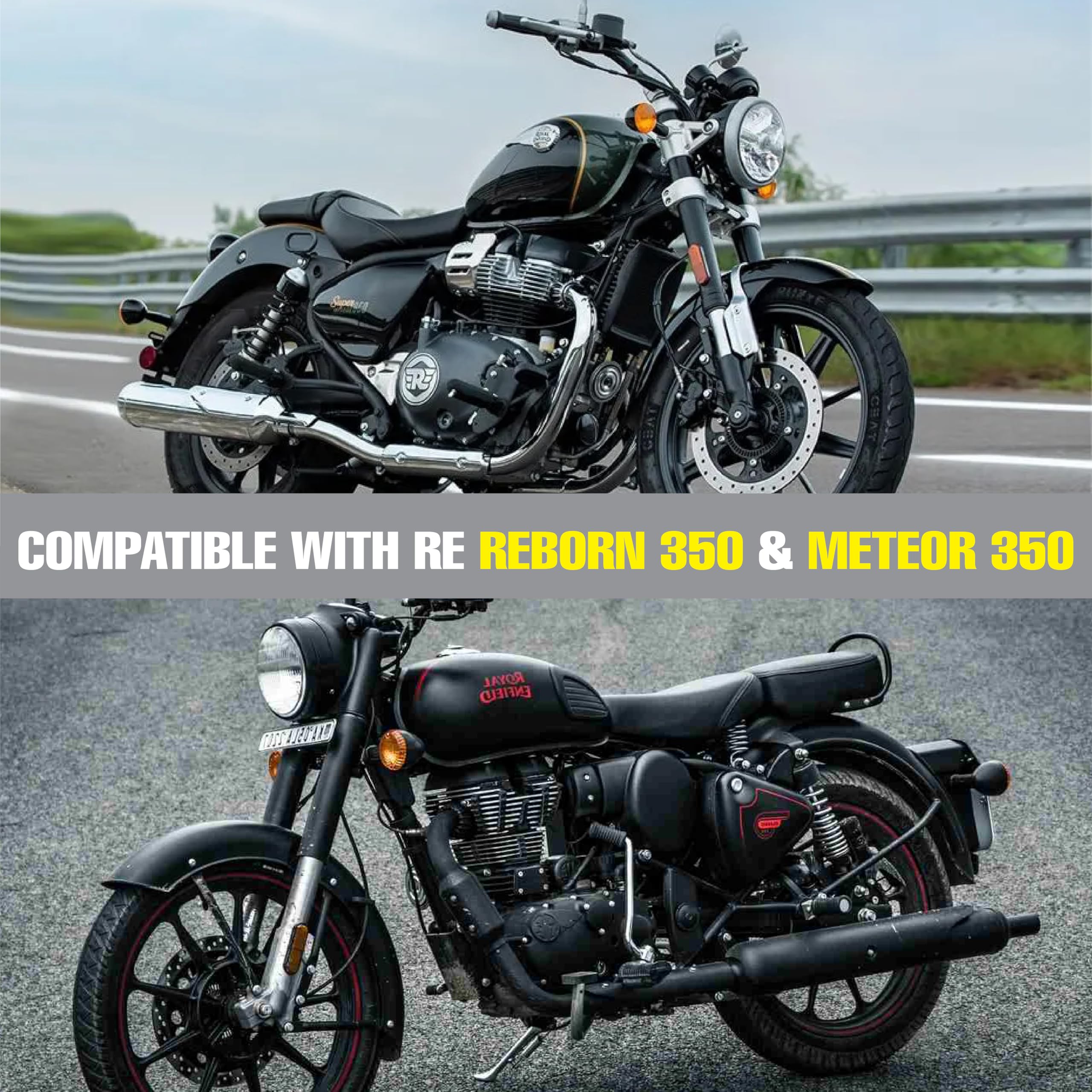 OBEROI'S TRADERS Bike Silencer Bend Pipe Heat Shield Protector/Cover Guard Anti-Corrosion Black Coated Compatible with Royal Enfield Classic Reborn 350 & Meteor 350