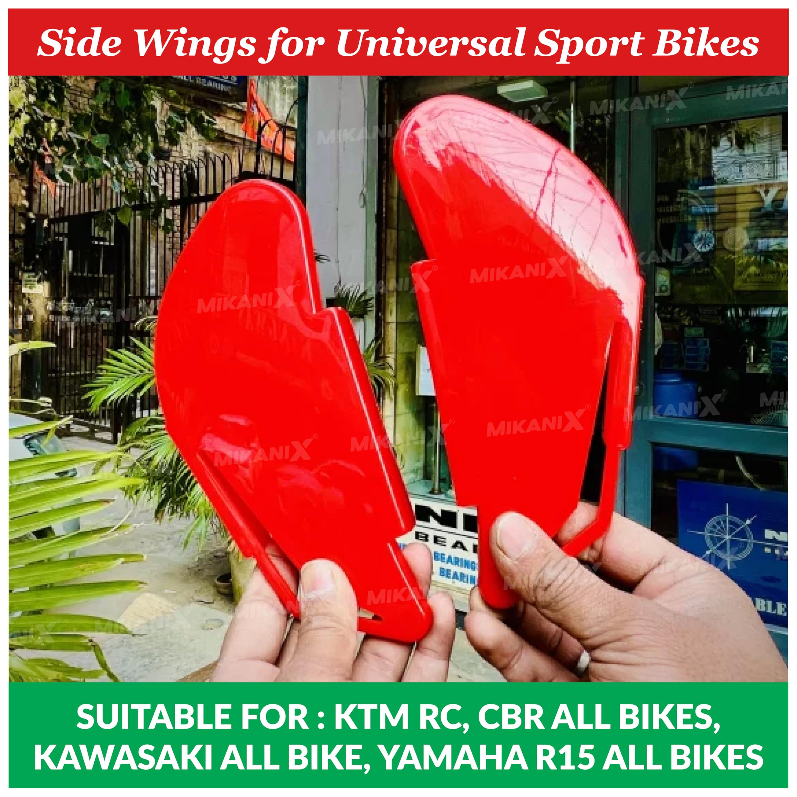 MIKANIX R15 V3 / V4, Ninja, CBR, RR310, KTM RC Bike Side Wings/Winglet Pro Canard Bike Fairing Kit (Pack of 2)