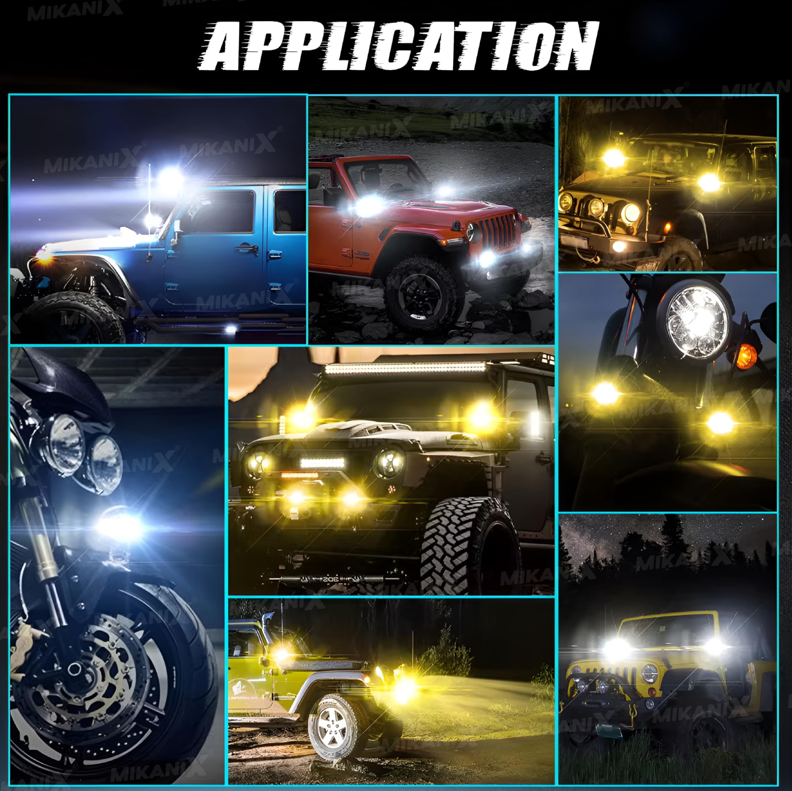 MIKANIX Super Bright LED Fog Light Lamp | Spot Light With Dual Color White/Yellow | High & Low Beam For Car, Bike, Scooty & ATVs