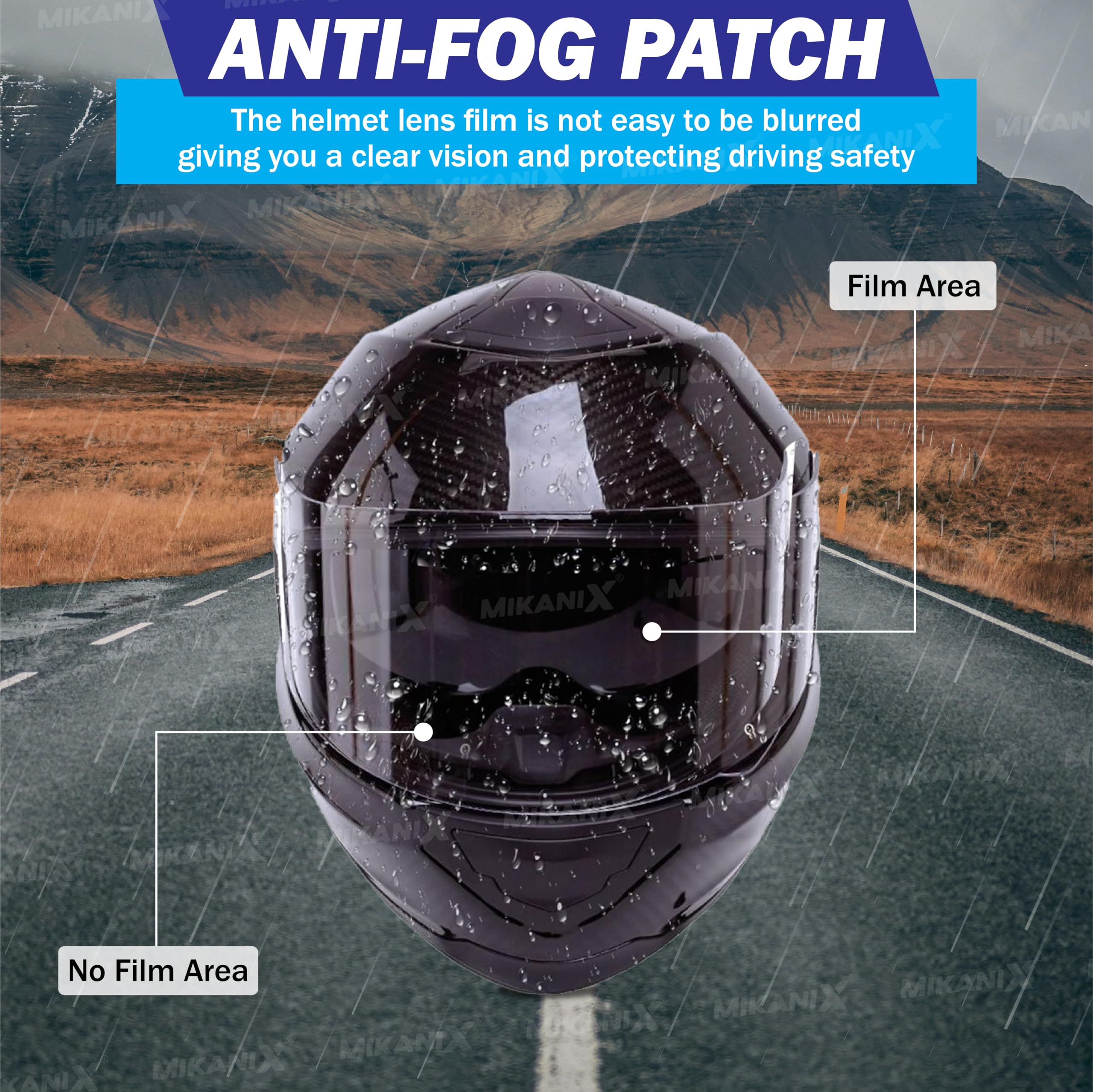 MIKANIX Bike Helmet Visor Anti Fog Film Screen Guard Tempered For Clear Visibility During Foggy Days