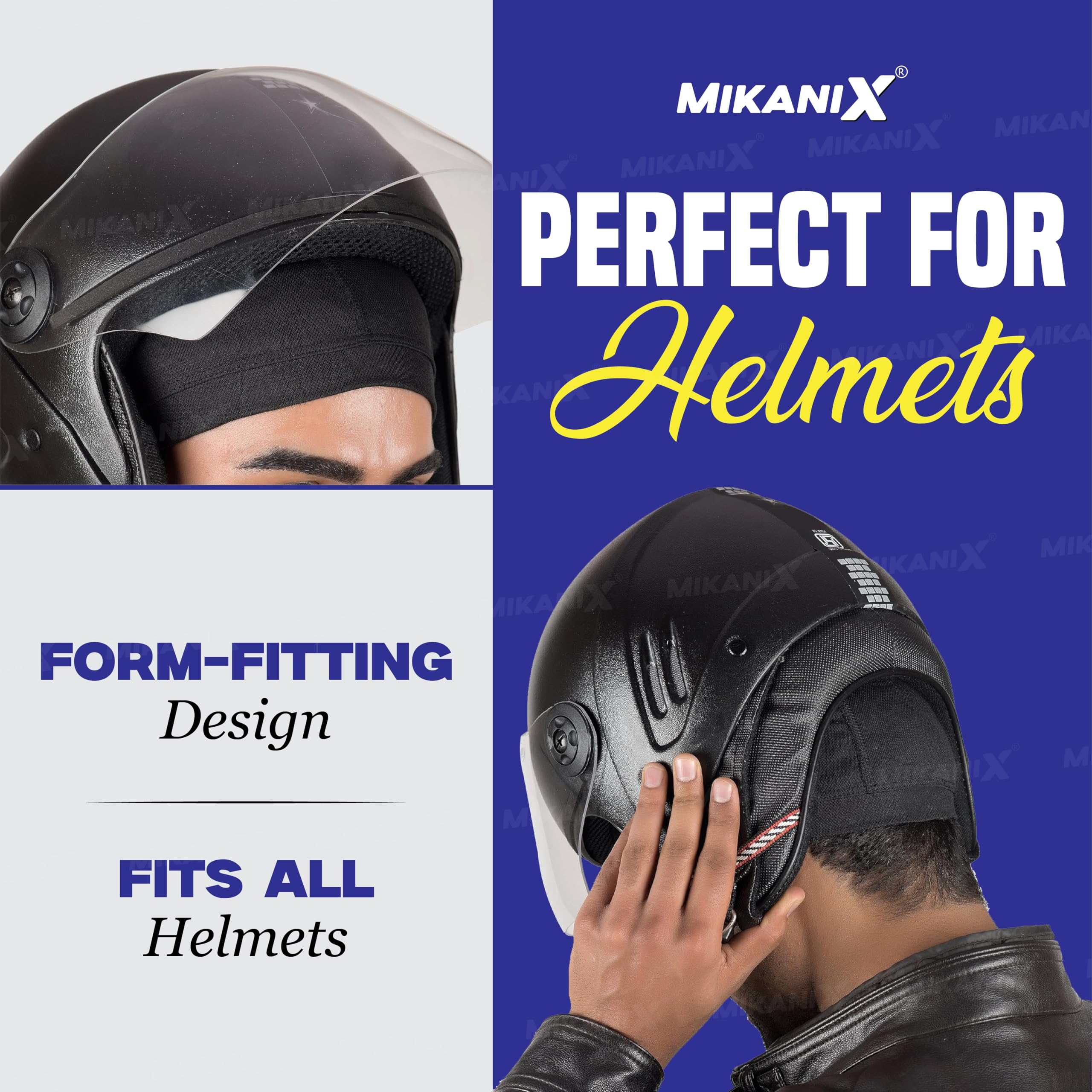 OBEROI'S TRADERS Helmet Skull Cap | Bandana Head Cap for Bikers, Cyclists and Outdoor Workers to Prevents Helmet Friction, Dust and UV Rays | Men & Women Black