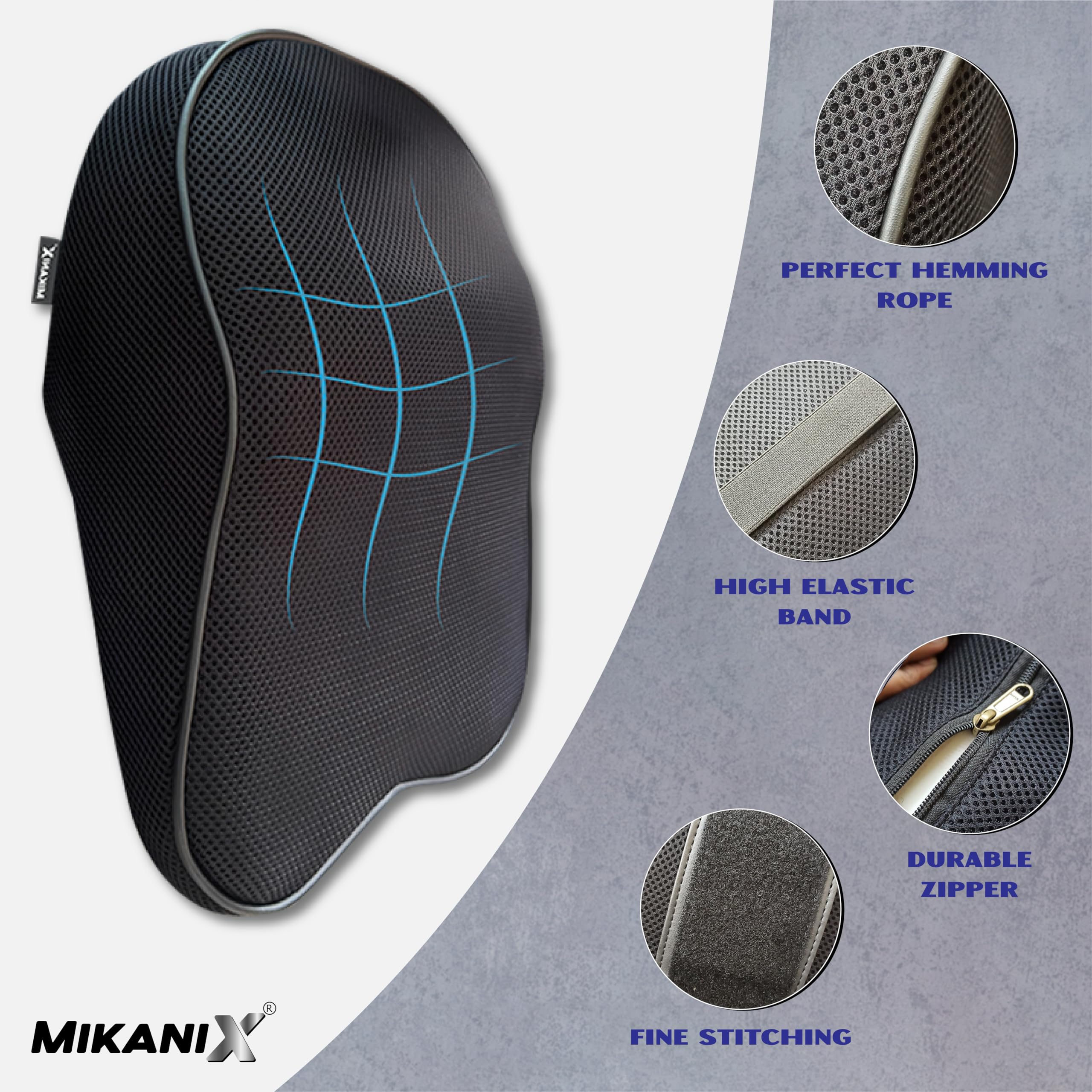 OBEROI'S TRADERS Car Neck Rest Pillow | Seat Cushion | 2 Years Warranty | Ultra Soft Memory Foam for Neck and Cervical Support to Relief Neck Pain & Reduced Tension (Mash Black (Pack of 2))