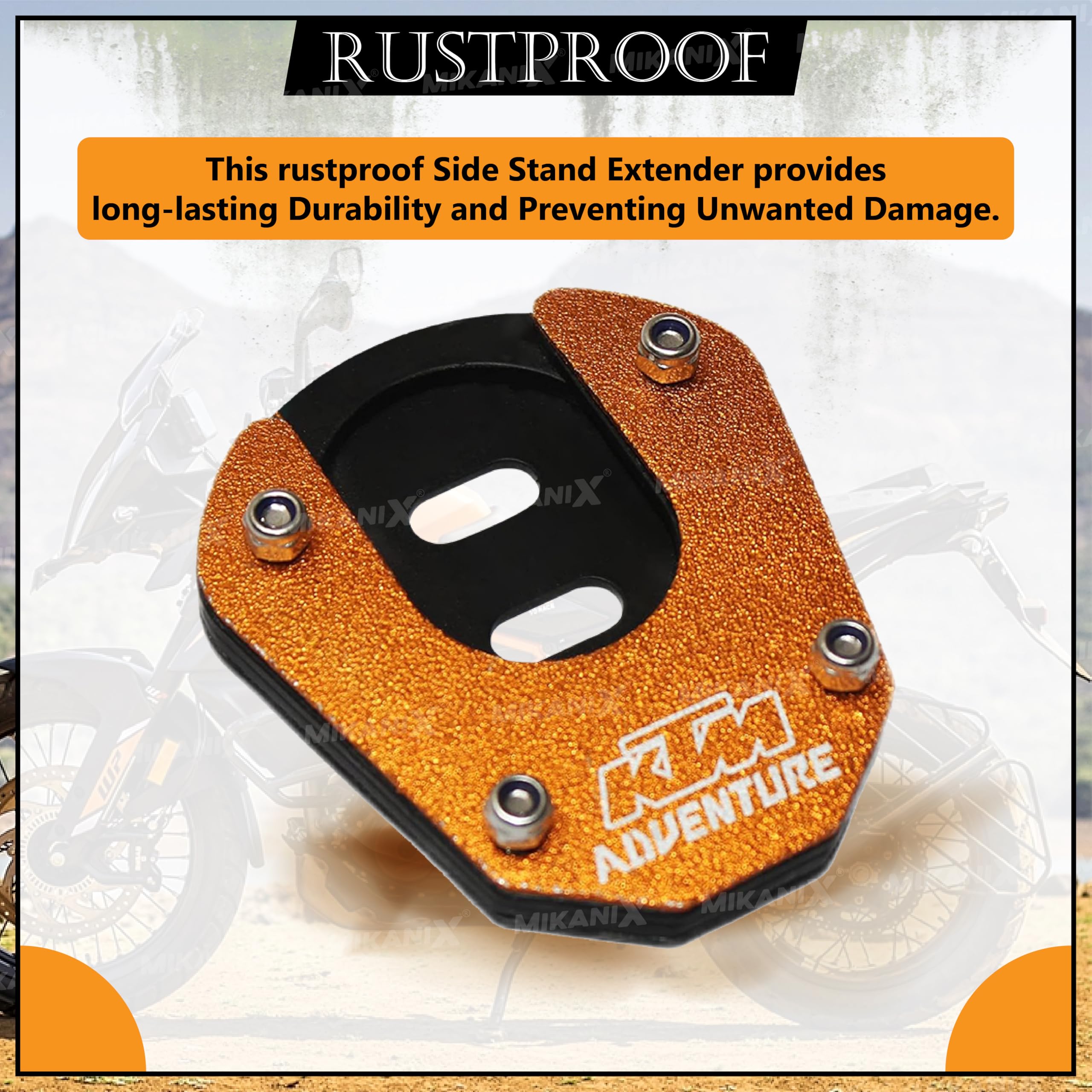 OBEROI'S TRADERS Stainless Steel Side Stand Extender/Stand Pad/Holder Compatible with KTM Adventure 390