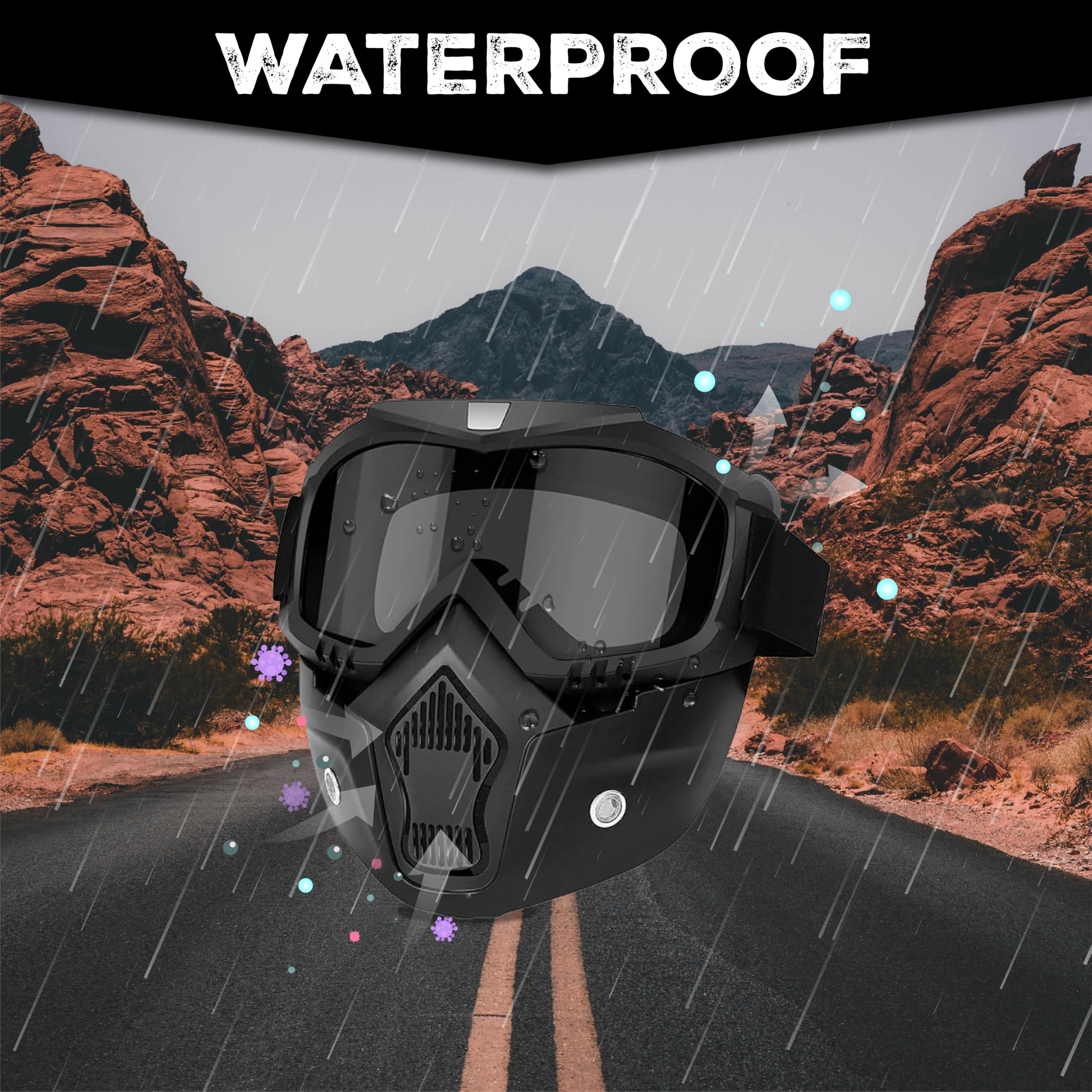 MIKANIX Bike Riding Goggle Mask Anti Scratch UV Protective Face & Eyewear Windproof Dirt Shield With Detachable Mouth Filter For Cycling, Bike Off Road Racing