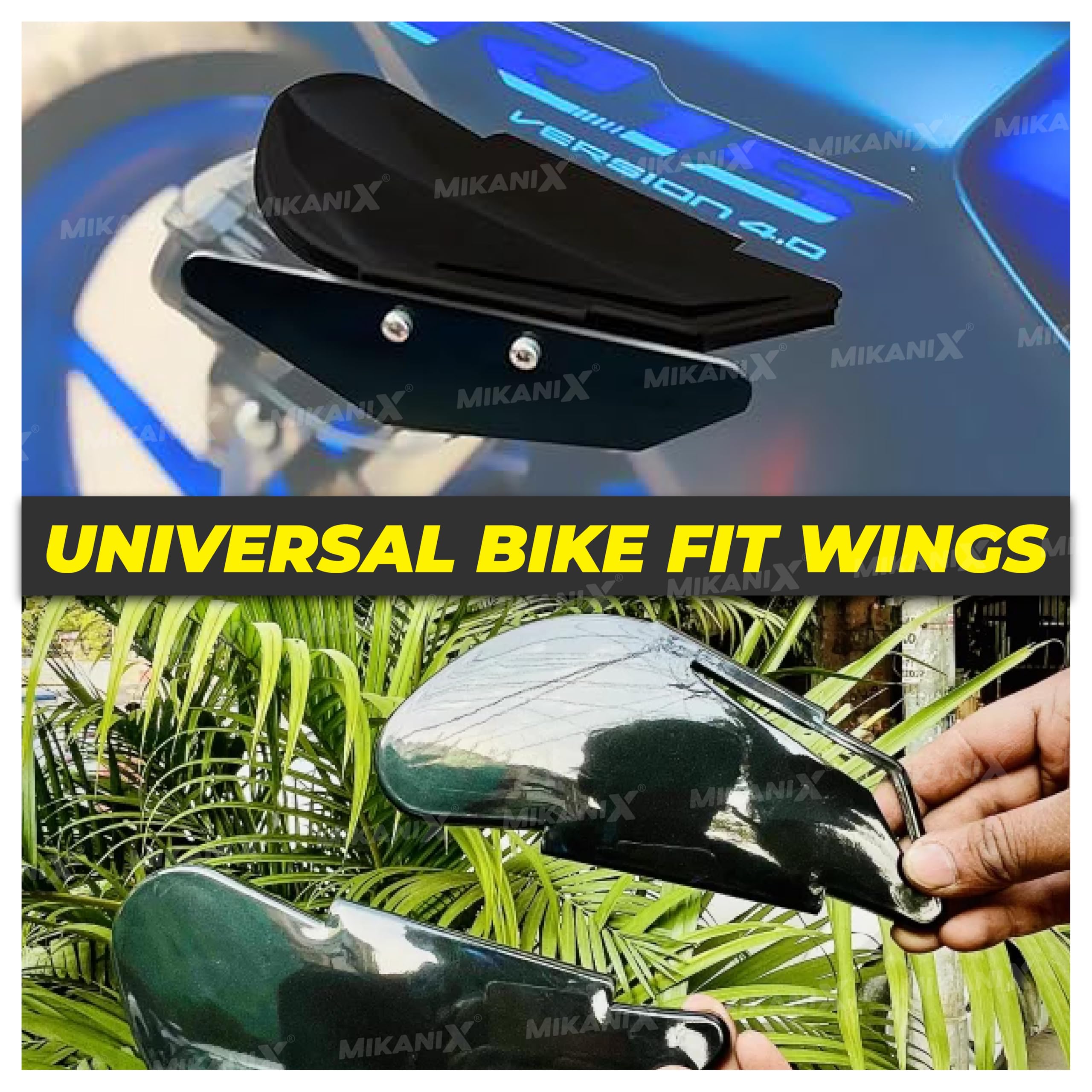 MIKANIX R15 V3 / V4, Ninja, CBR, RR310, KTM RC Bike Side Wings/Winglet Pro Canard Bike Fairing Kit (Pack of 2)