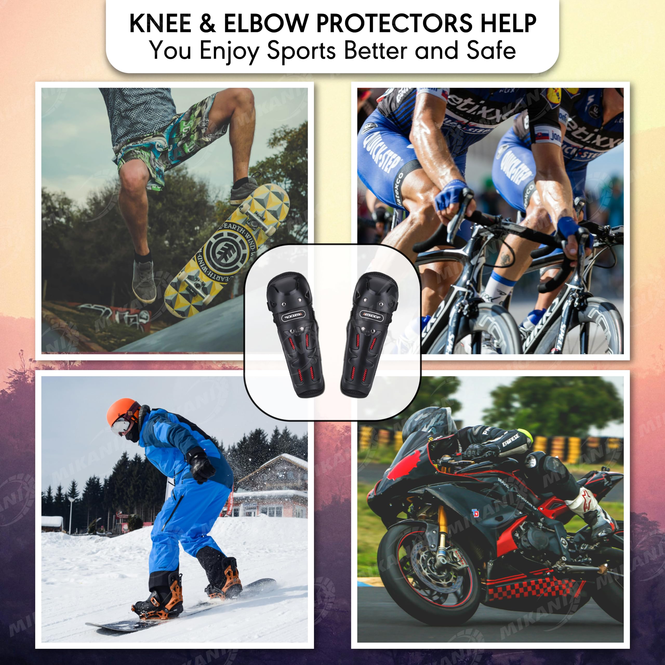 OBEROI'S TRADERS Motorcycle Riding Knee and Elbow Guard Protector | Breathable & Adjustable Shin Pads | for Bike Racing
