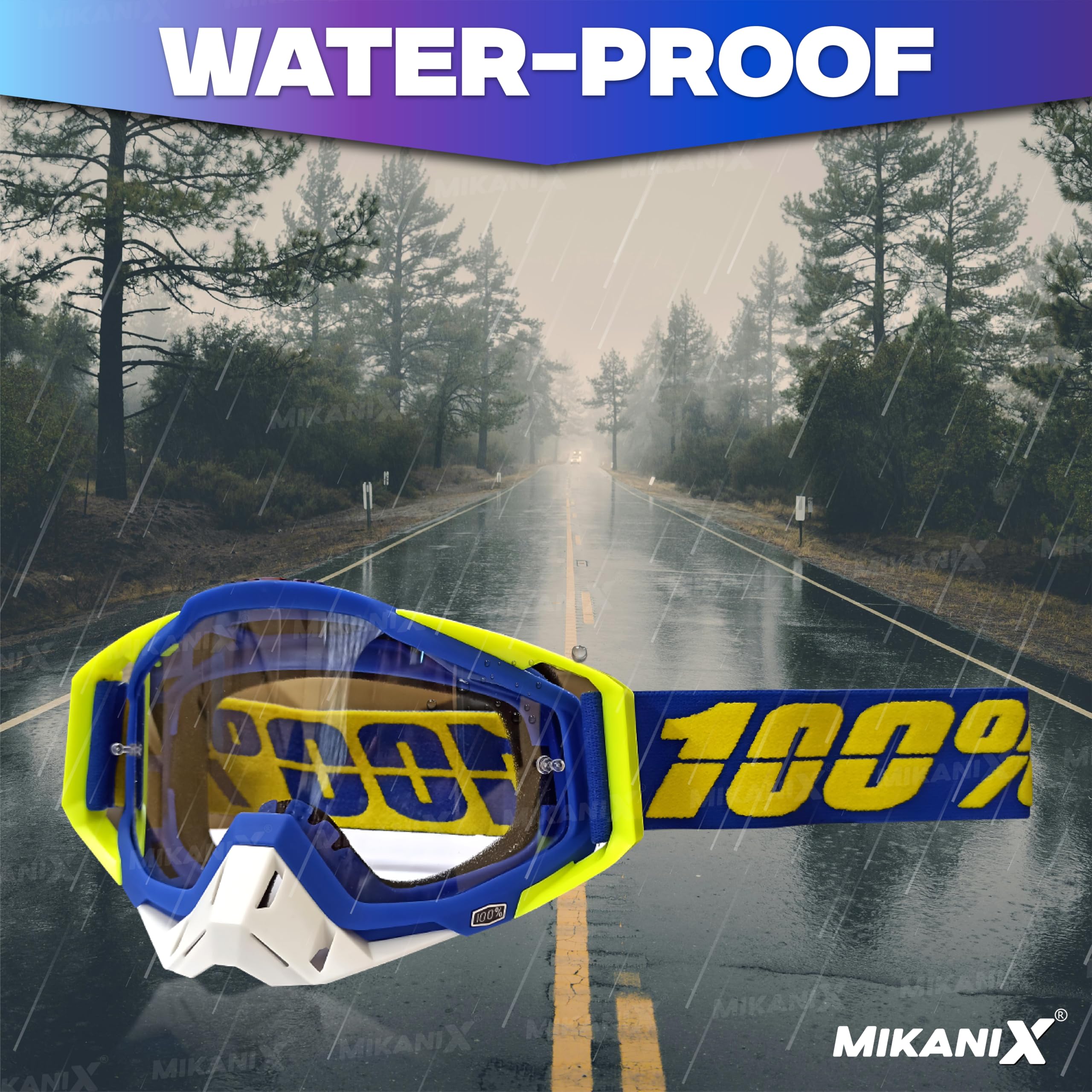 Mikanix Motorcycle Dirt Bike Goggles I ATV Motocross Offroad MX Racing Riding OTG Goggles | Protective Eyewear Safety Glasses for Ski, Snowboarding, Cycling & Outdoor Sports