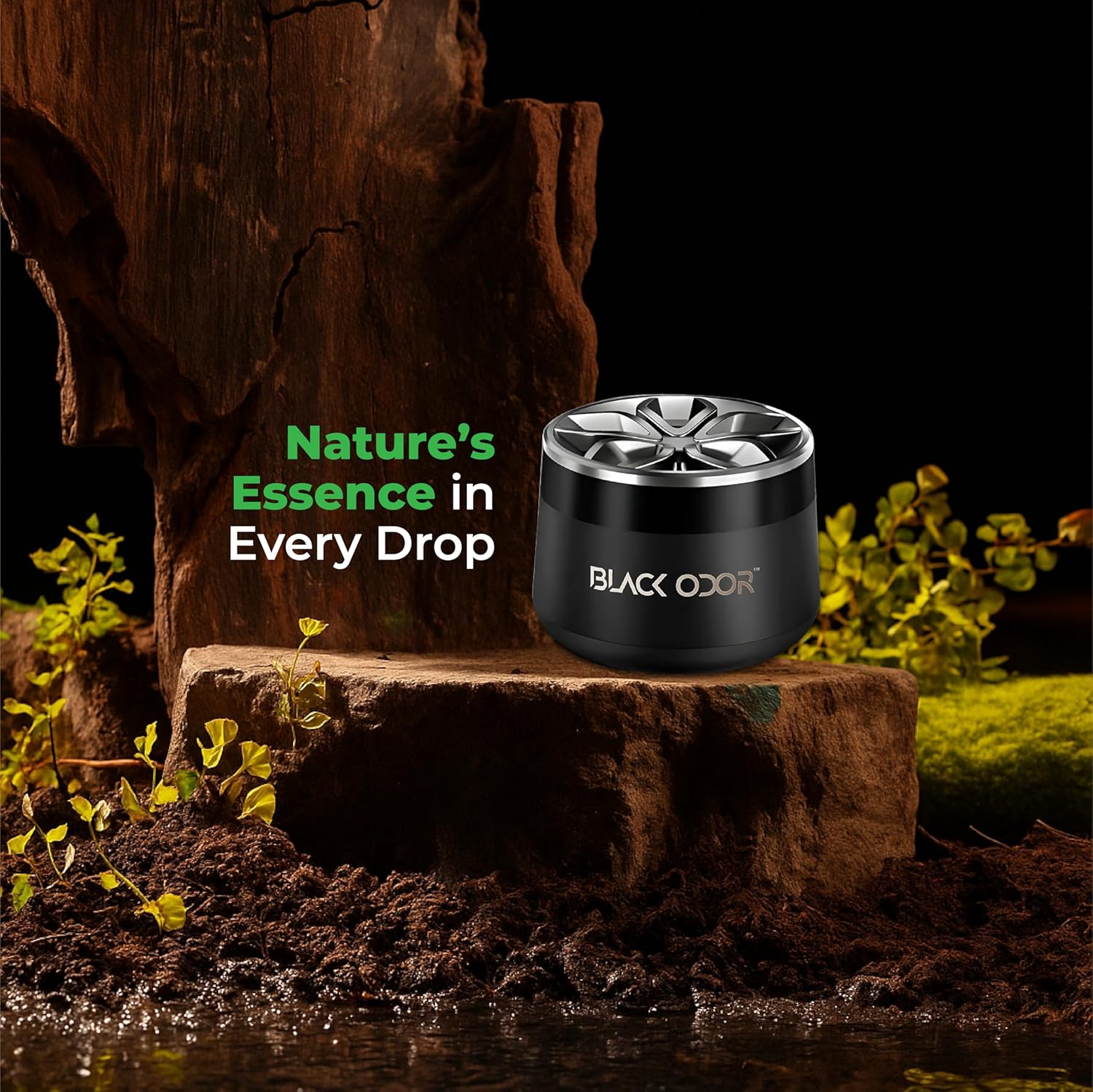 BRXR Black Odor Car Air Freshener | Stylish Design Perfume, Long Lasting Fragrance, Removes Bad Smell, Eco-Friendly Car Aroma Diffuser for Fresh Interior & Premium Scent Experience (BO-1, 50G)