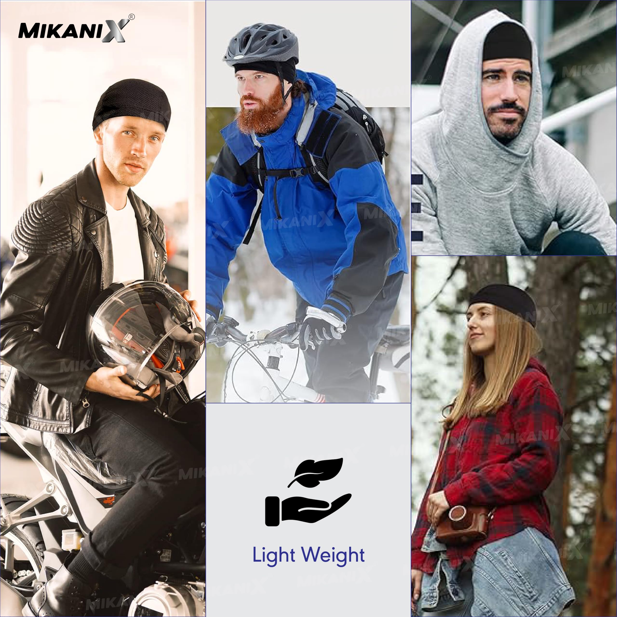 OBEROI'S TRADERS Helmet Skull Cap | Bandana Head Cap for Bikers, Cyclists and Outdoor Workers to Prevents Helmet Friction, Dust and UV Rays | Men & Women Black