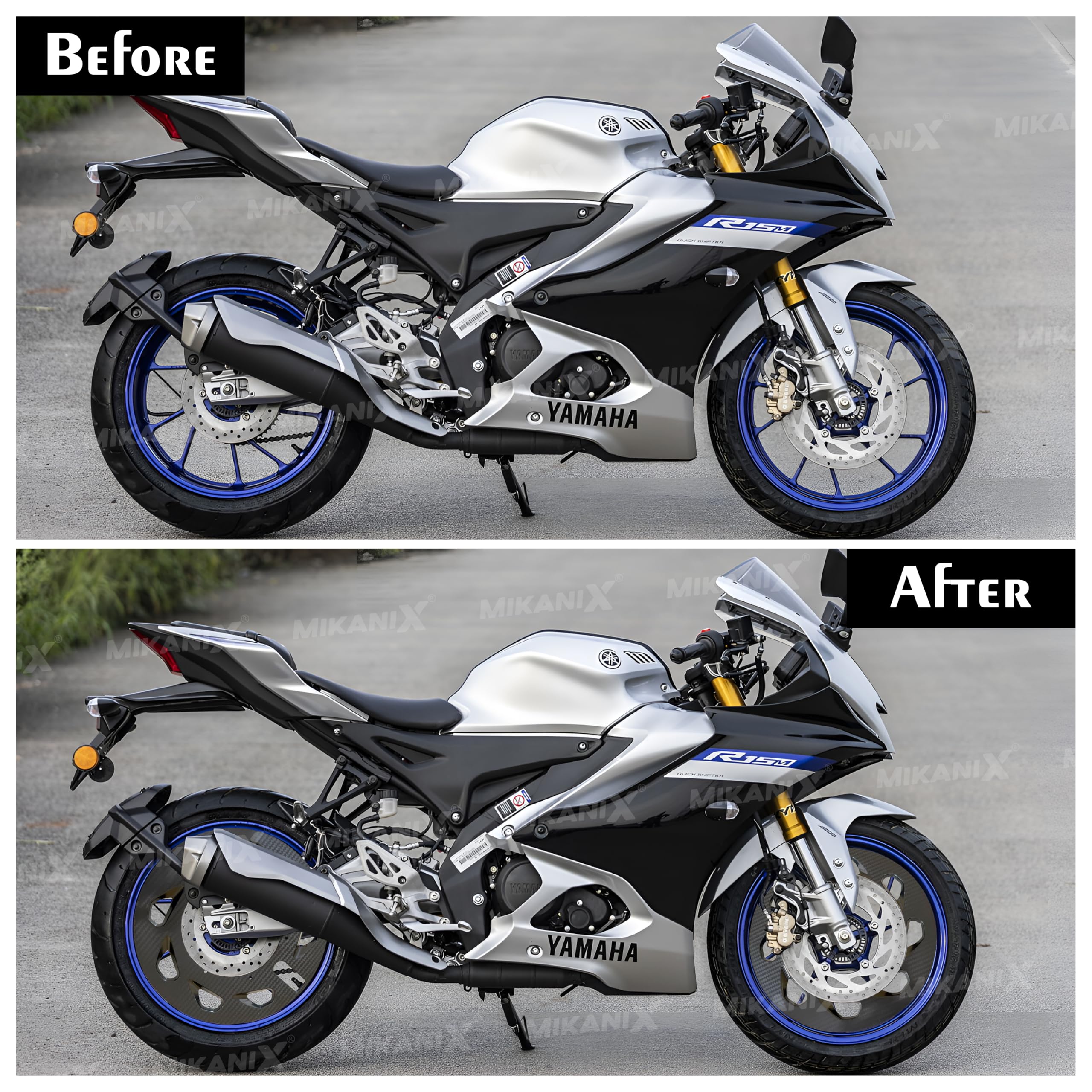 OBEROI'S TRADERS Carbon Finish Universal Front | Rear Pro Disc Wheel Cover | Alloy Hubcap Cover 17 Inch Bike Fairing Kit for All Bikes