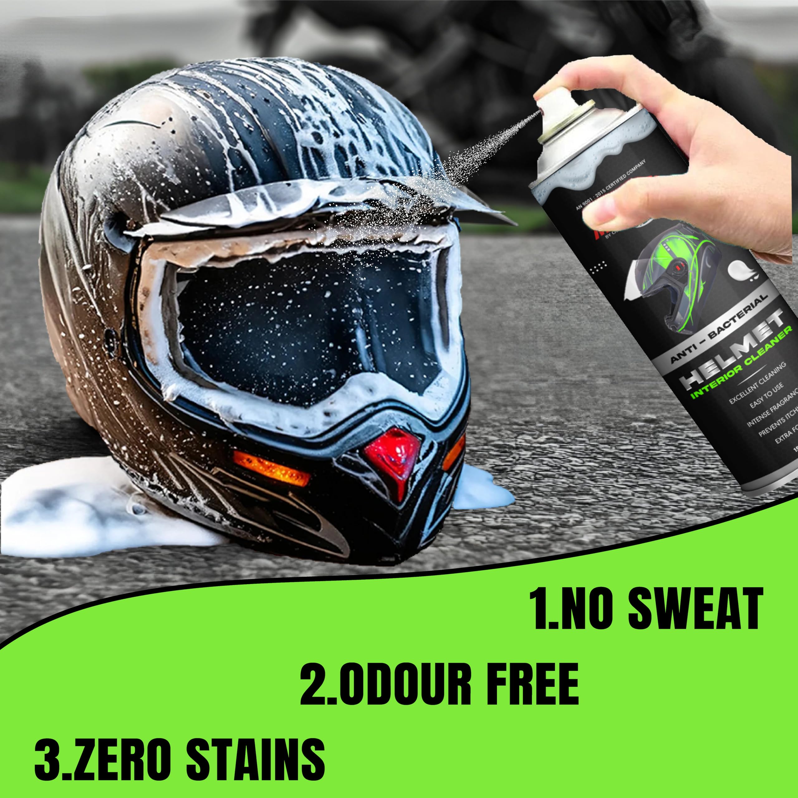 OBEROI'S TRADERS Helmet Foam Cleaner | Anti Bacterial/Anti Fungal Spray For Helmet Interior & Exterior Cleaning
