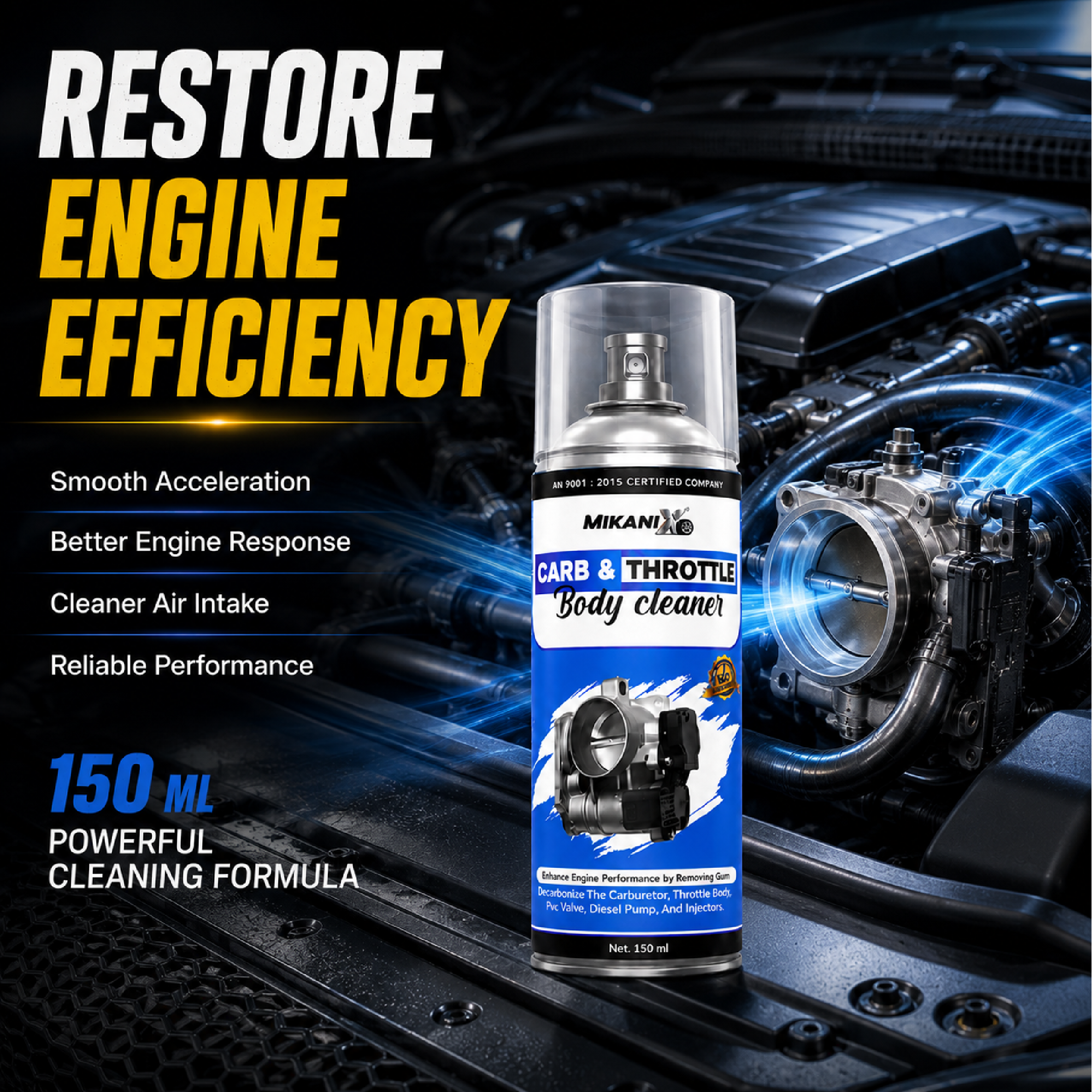 Mikanix Throttle Body Cleaner Spray/Car & Bike Engine Cleaner For Choke Carburettor To Clean Carbon Deposits
