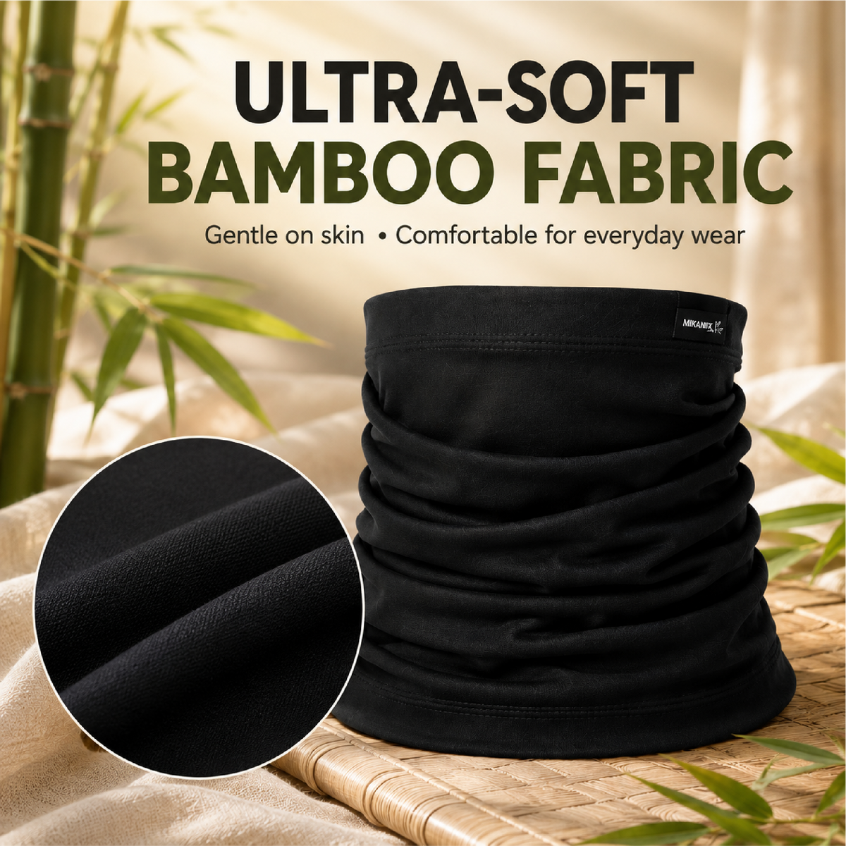Mikanix Unisex Bamboo Bandana | Face Mask | Head Wrap | Neck Scarf | Super Soft, Odour-free & Breathable Multipurpose Use Head, Face, Neck Cover Mask for Men and Women