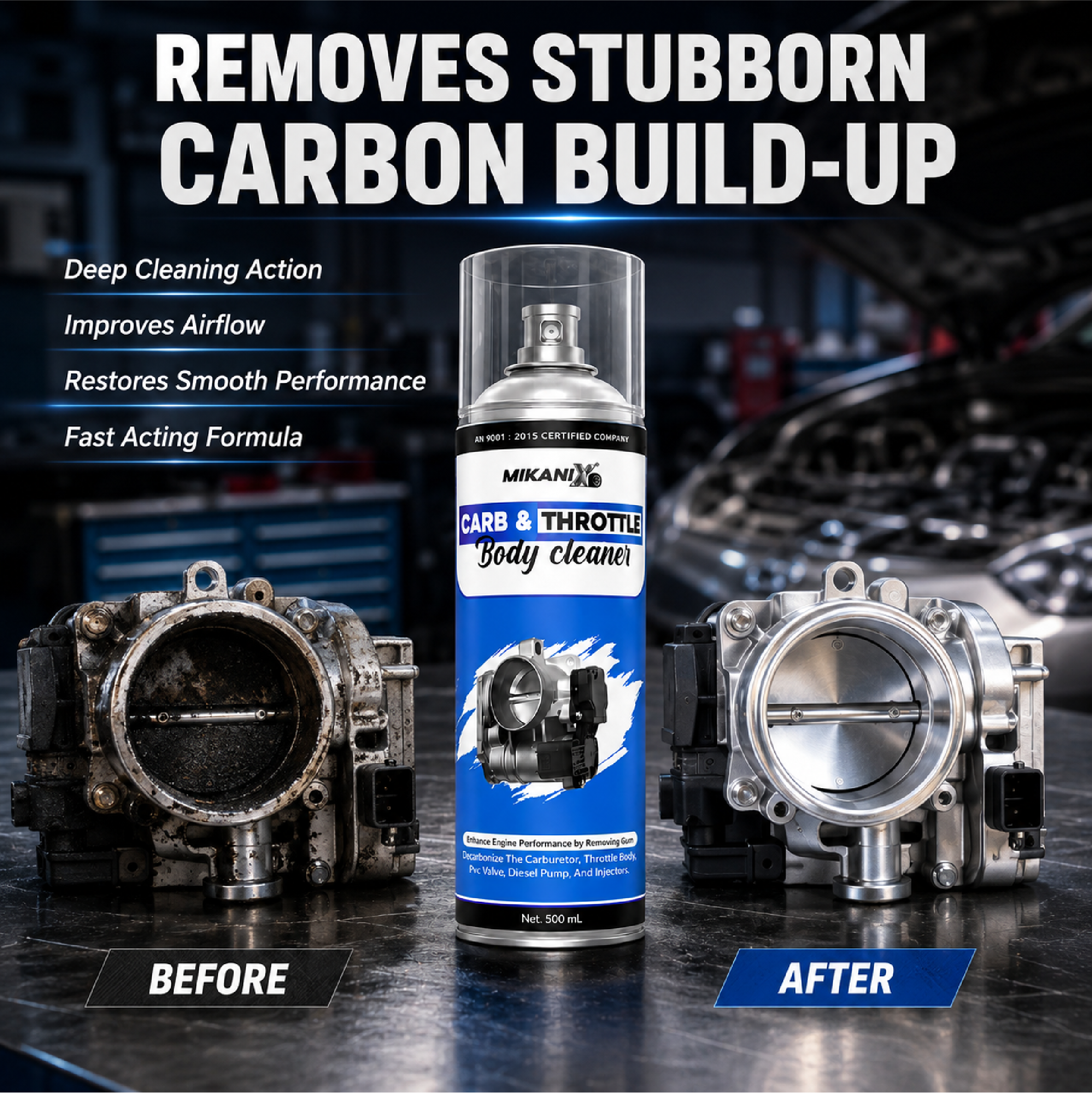 Mikanix Throttle Body Cleaner Spray/Car & Bike Engine Cleaner For Choke Carburettor To Clean Carbon Deposits