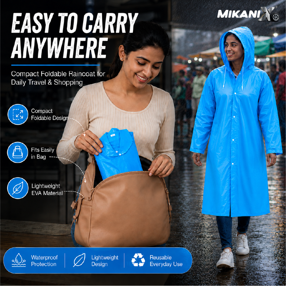 MIKANIX Waterproof Hooded Raincoat for Men & Women | Full Length Reusable PVC Rain Wear | Lightweight Windproof Rain Jacket with Front Button Closure (Pack of 1)