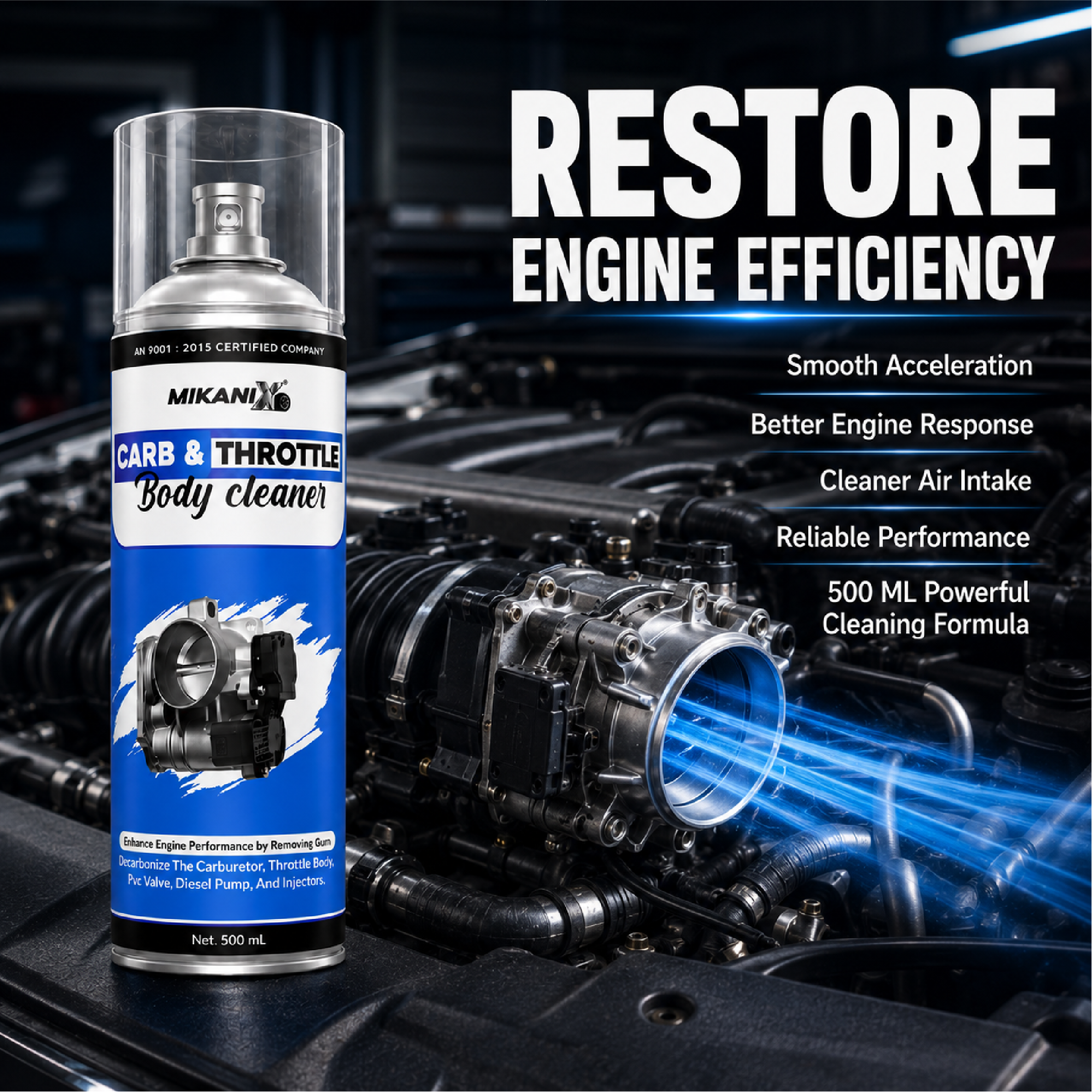 Mikanix Throttle Body Cleaner Spray/Car & Bike Engine Cleaner For Choke Carburettor To Clean Carbon Deposits