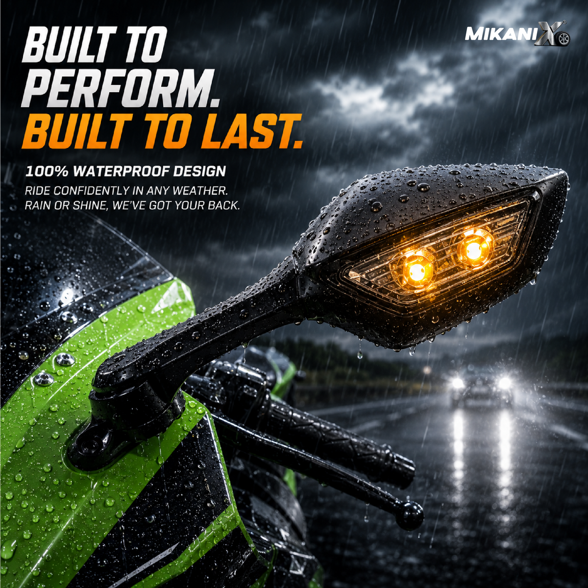 MIKANIX Universal Adjustable Rear View Side Mirror with Turn Signal Led Indicator for All Fairing Bikes