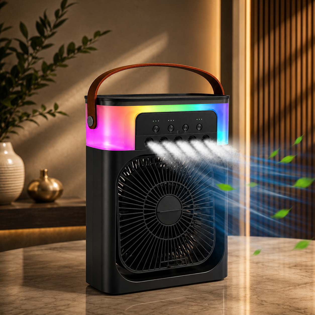 Mikanix Mini Cooler Fan for Room, Kitchen, Home & Office Desk | USB Cable, 3 Wind Speed Mode With Cooling Misting Fan
