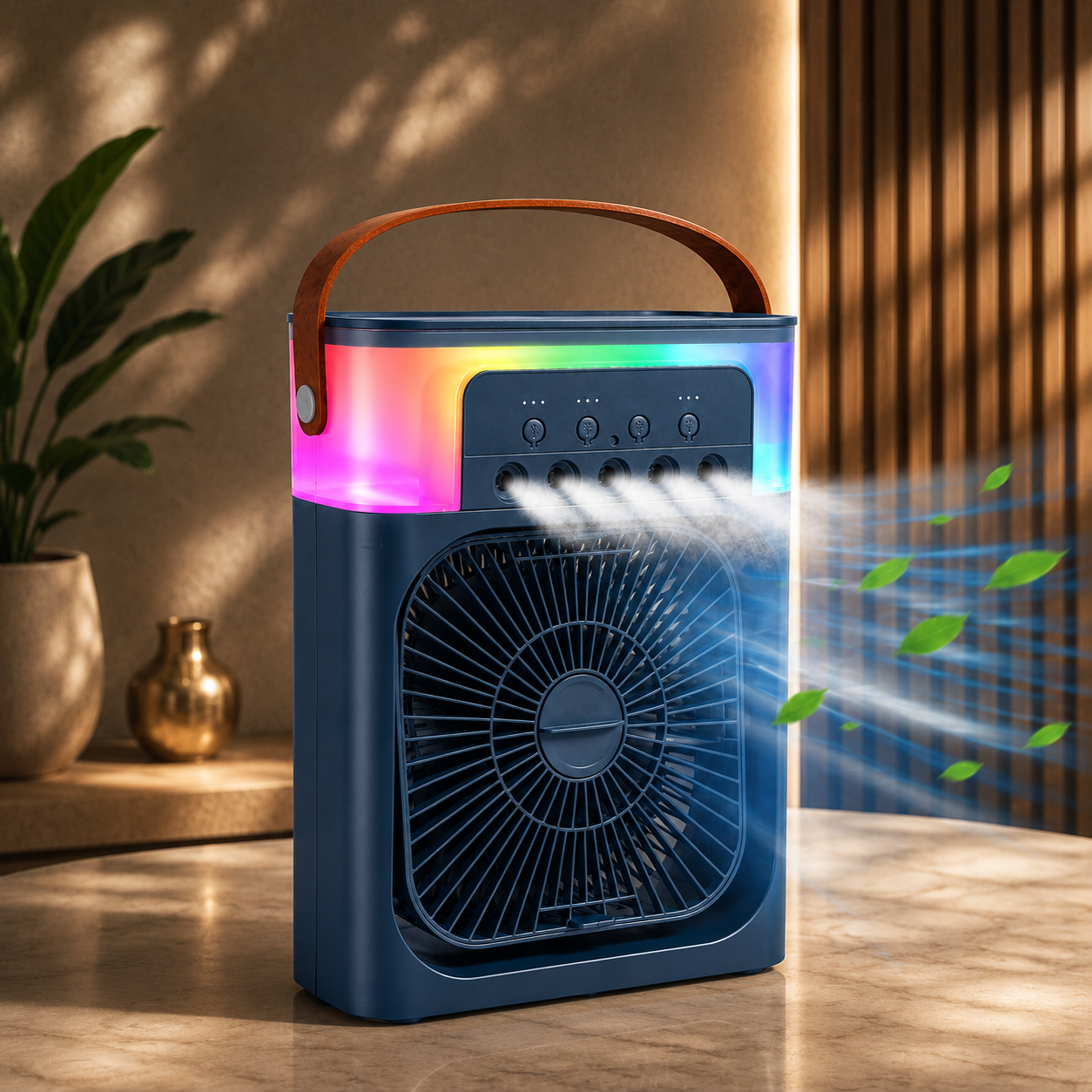 Mikanix Mini Cooler Fan for Room, Kitchen, Home & Office Desk | USB Cable, 3 Wind Speed Mode With Cooling Misting Fan
