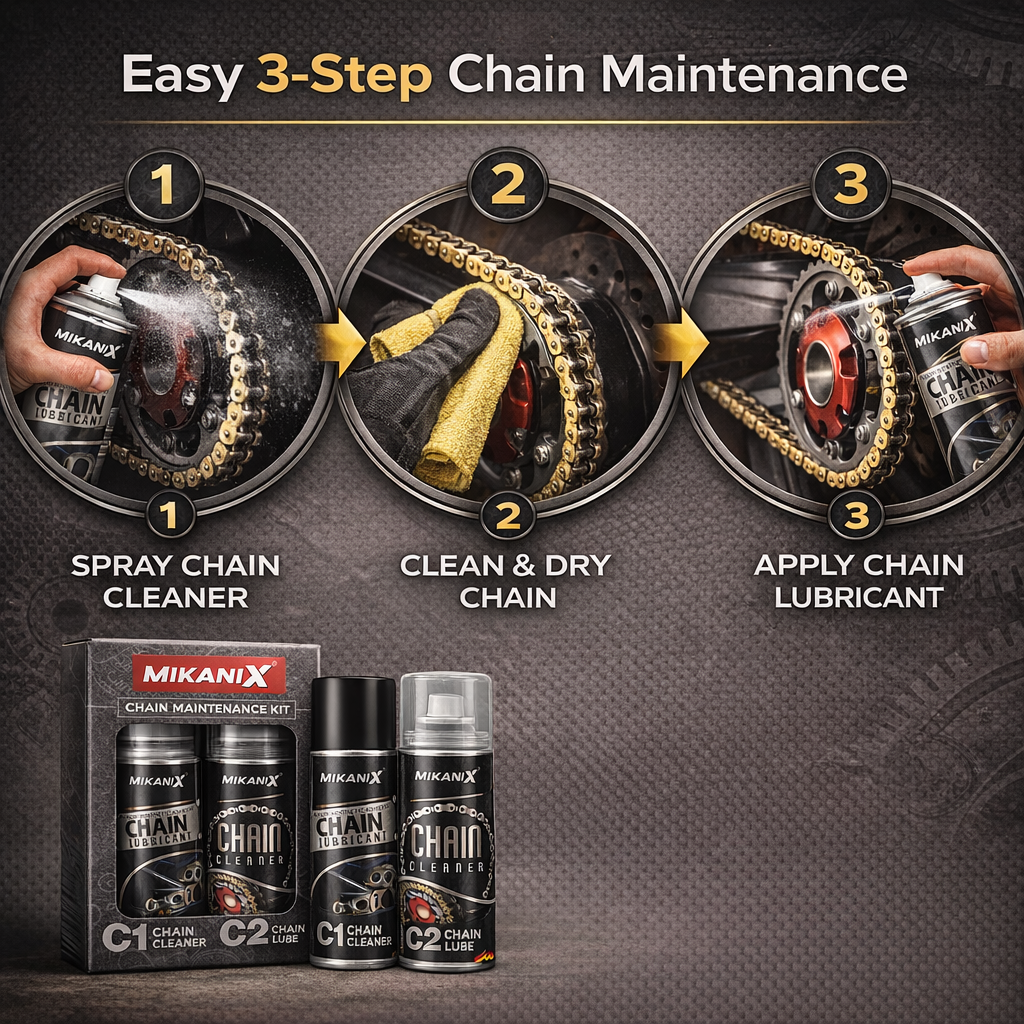 MIKANIX Premium Bike Chain Lubricant and Chain Cleaner Spray For Motorcycle and Bicycle Cleaning Kit (1000 ML)