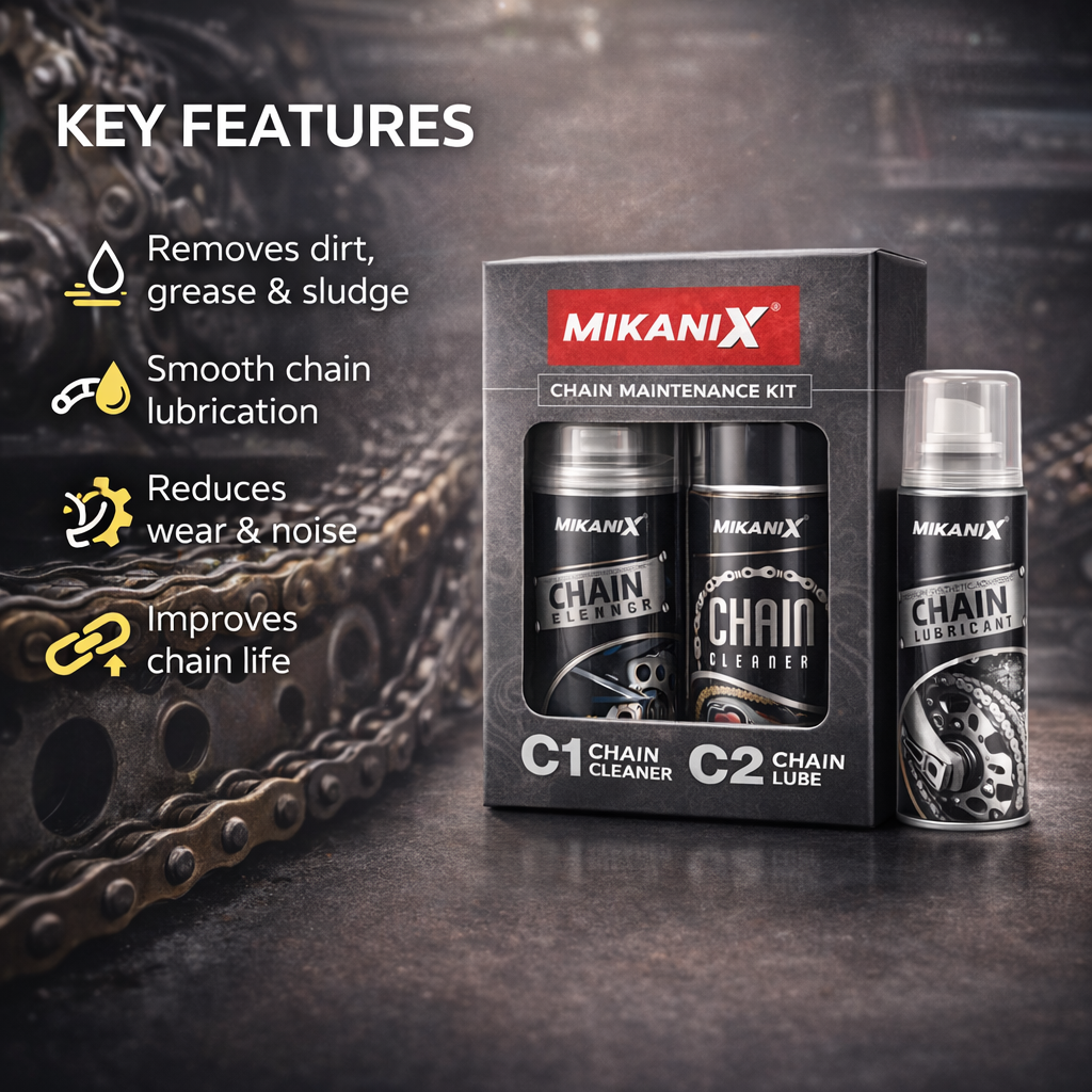 MIKANIX Premium Bike Chain Lubricant and Chain Cleaner Spray For Motorcycle and Bicycle Cleaning Kit (1000 ML)