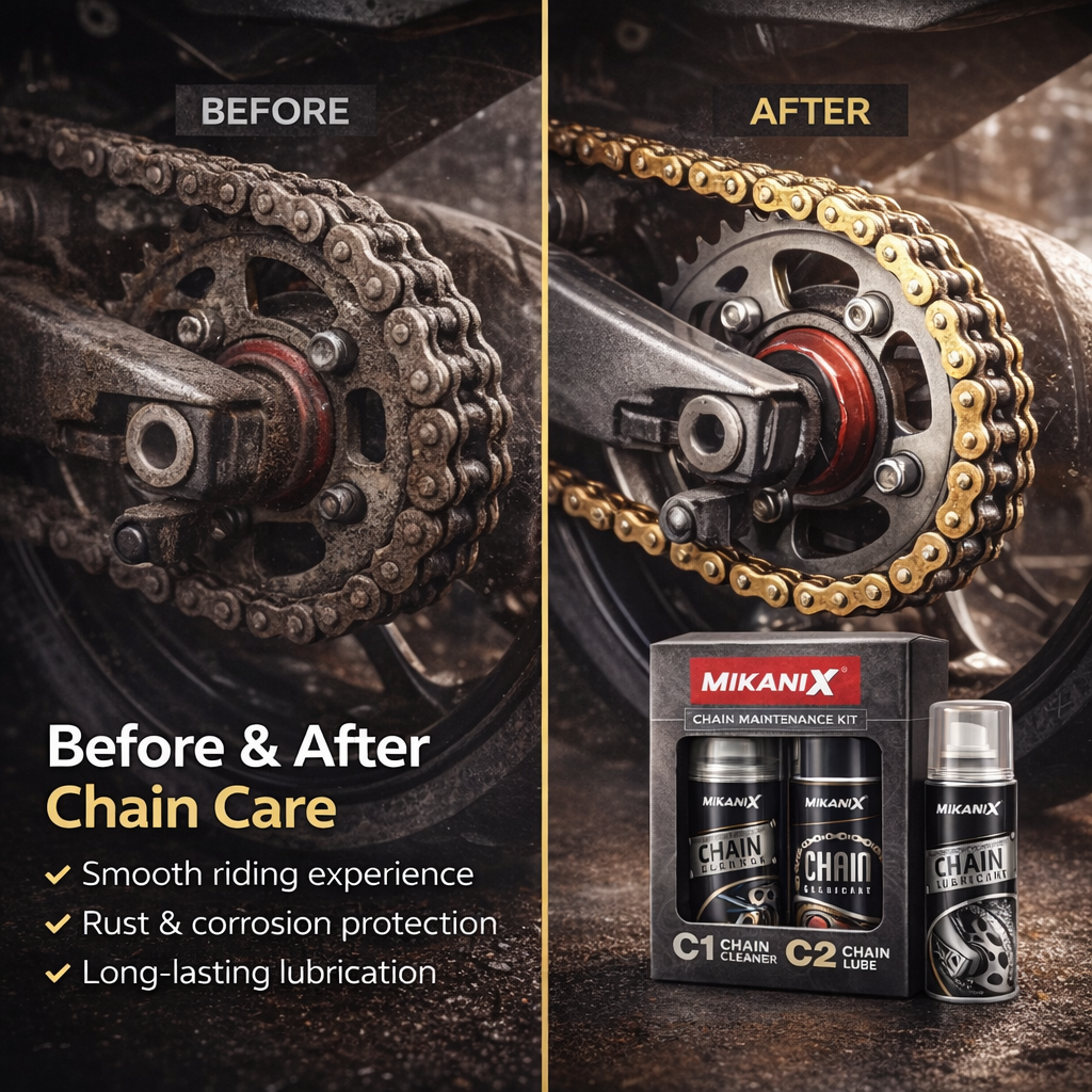 MIKANIX Premium Bike Chain Lubricant and Chain Cleaner Spray For Motorcycle and Bicycle Cleaning Kit (1000 ML)