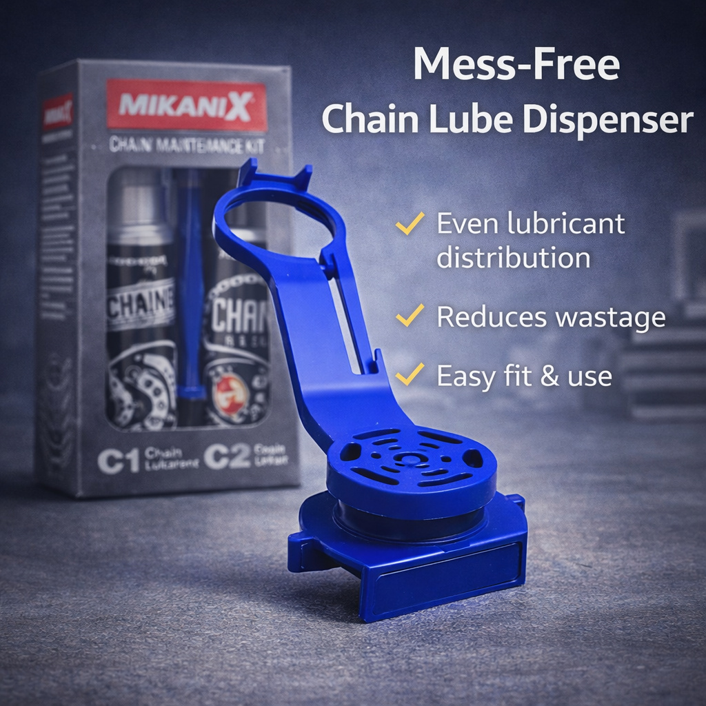 MIKANIX Combo Of Bike Chain Lubricant and Chain Cleaner Spray With Cleaning Brush | Chain Oiler Nozzle Dispenser | Clean | Shine Motorcycle and Bicycle Chain