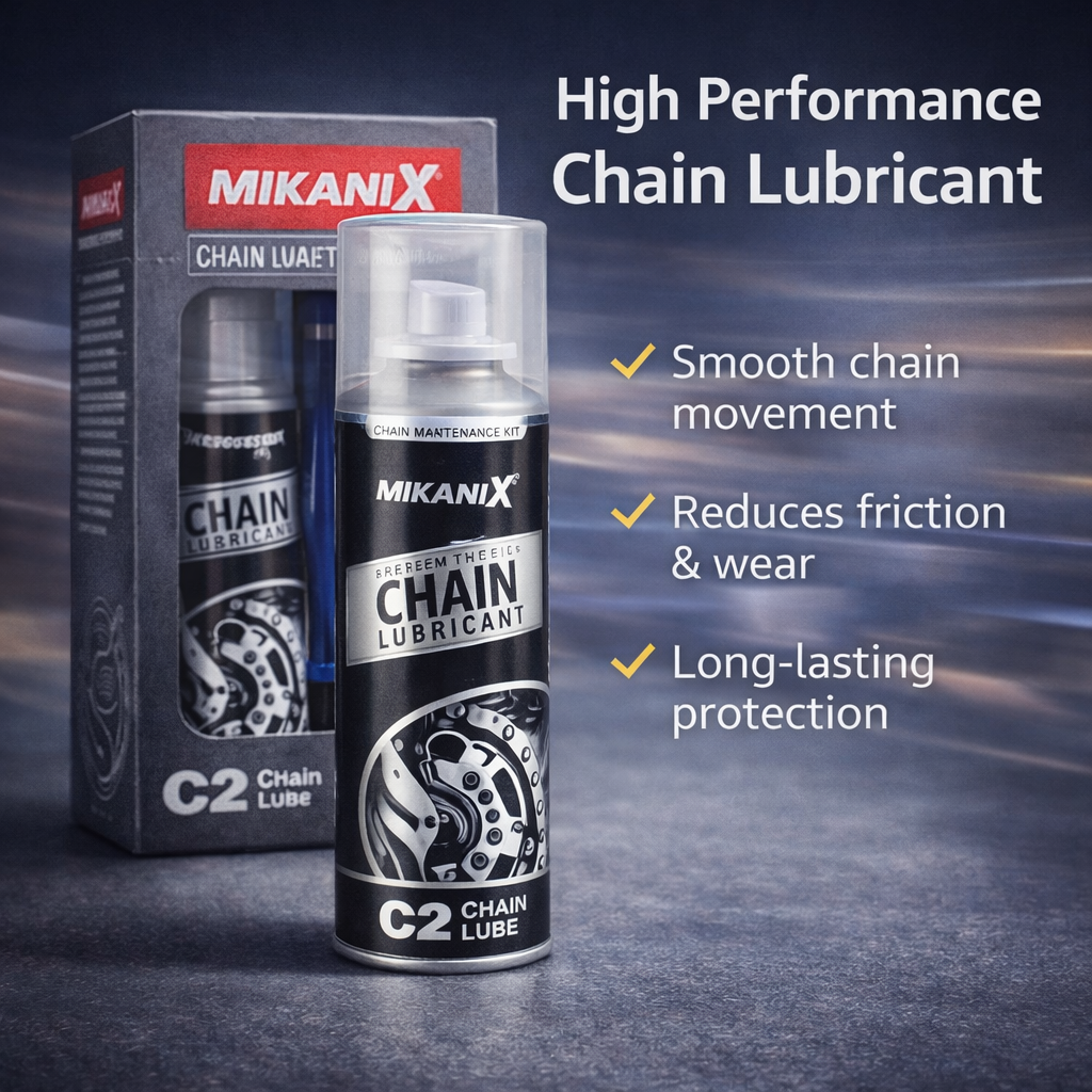 MIKANIX Combo Of Bike Chain Lubricant and Chain Cleaner Spray With Cleaning Brush | Chain Oiler Nozzle Dispenser | Clean | Shine Motorcycle and Bicycle Chain