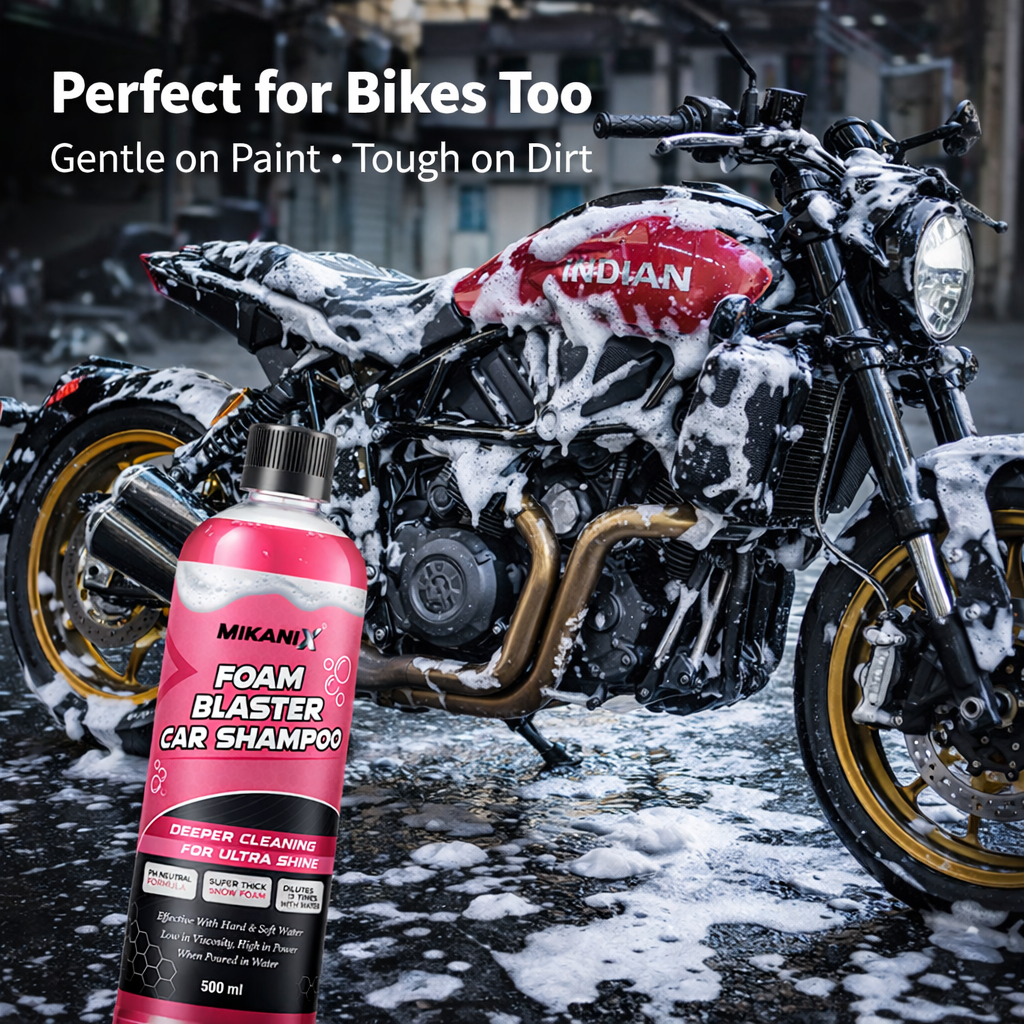 MIKANIX Foam Blaster Car Wash Shampoo | Concentrate Formula With Thick Foam to Remove Dirt & Grime for Car & Bike Exterior Cleaning | pH Neutral | 500 ML | Pack of 1