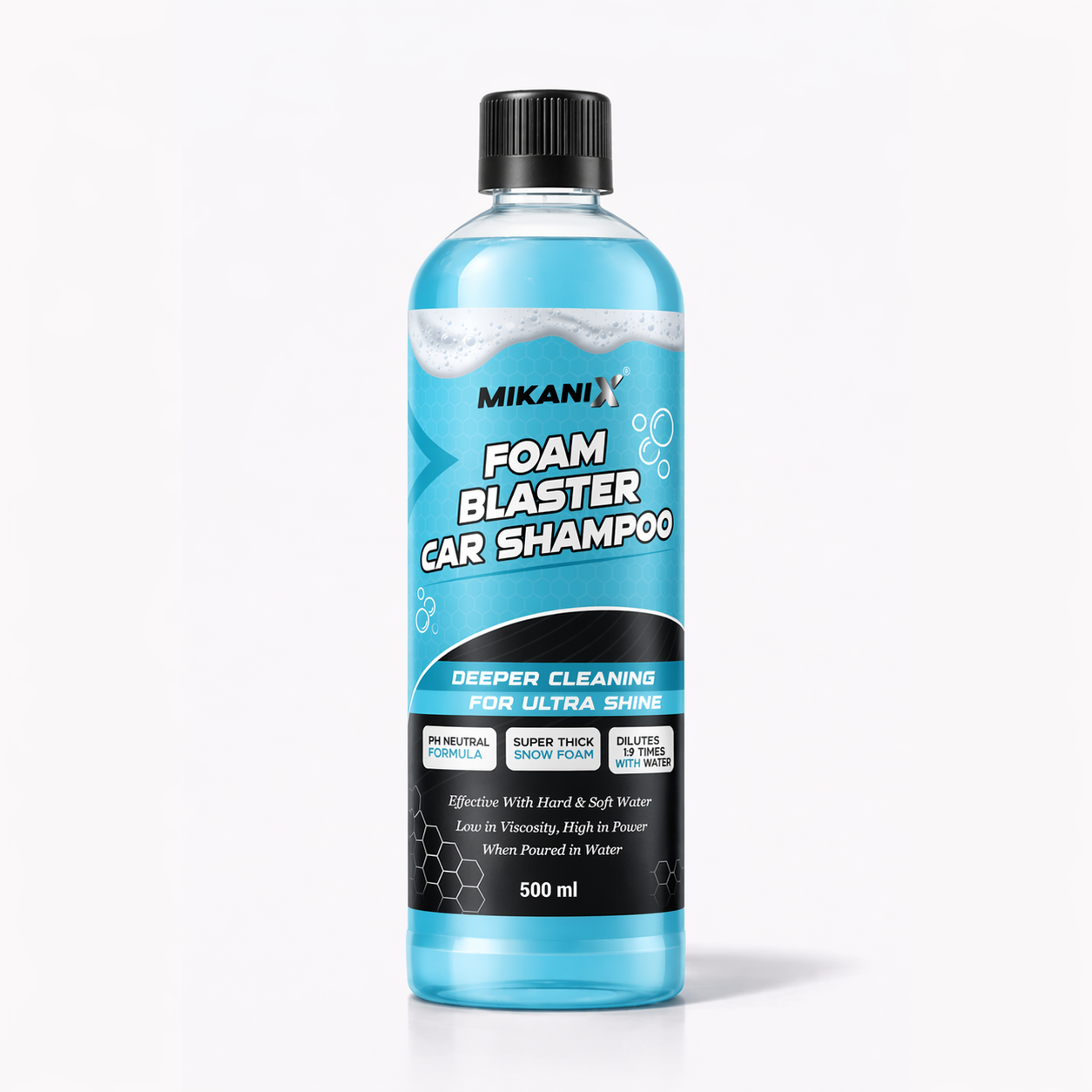 MIKANIX Foam Blaster Car Wash Shampoo | Concentrate Formula With Thick Foam to Remove Dirt & Grime for Car & Bike Exterior Cleaning | pH Neutral | 500 ML | Pack of 1